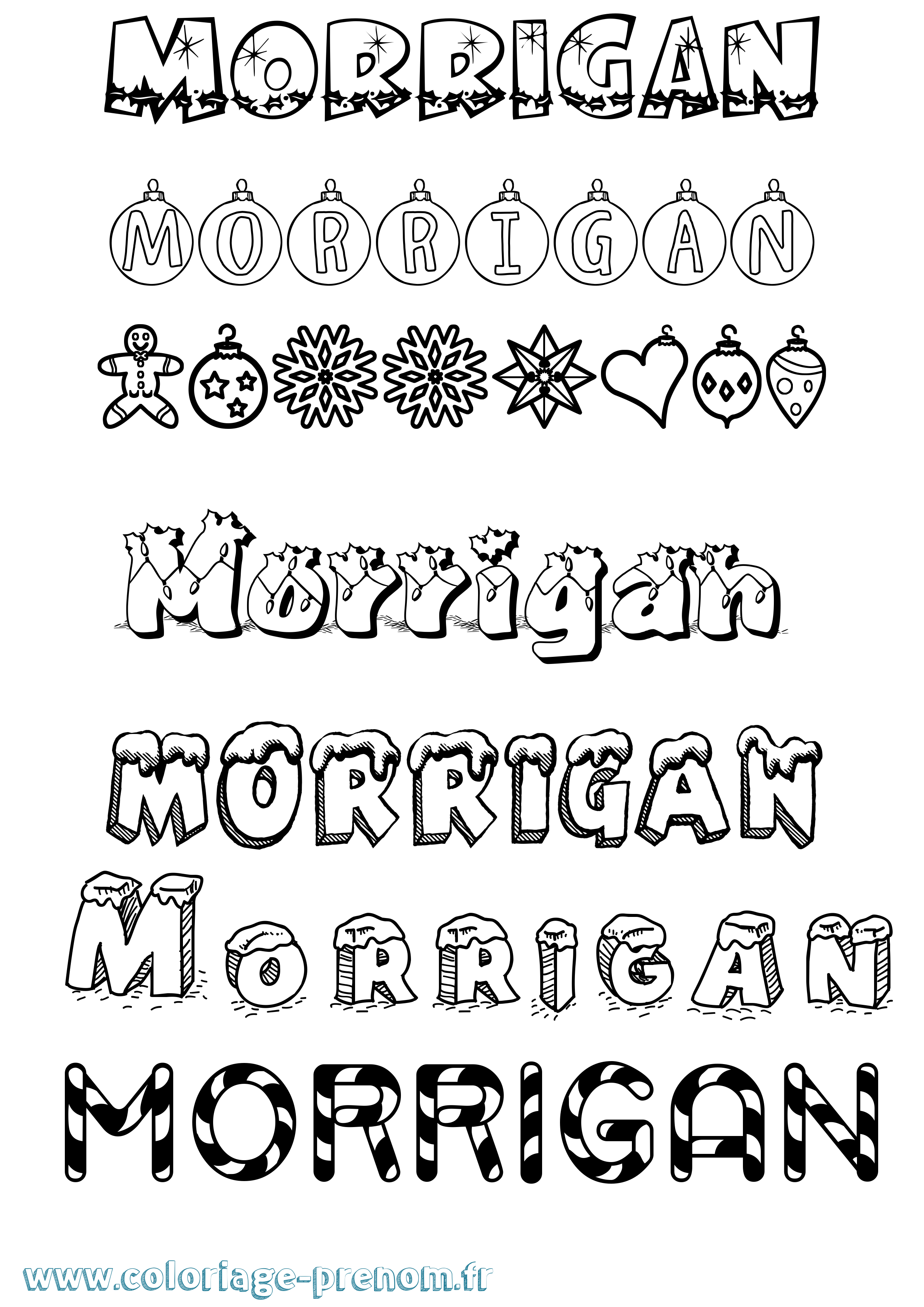 Coloriage prénom Morrigan Noël