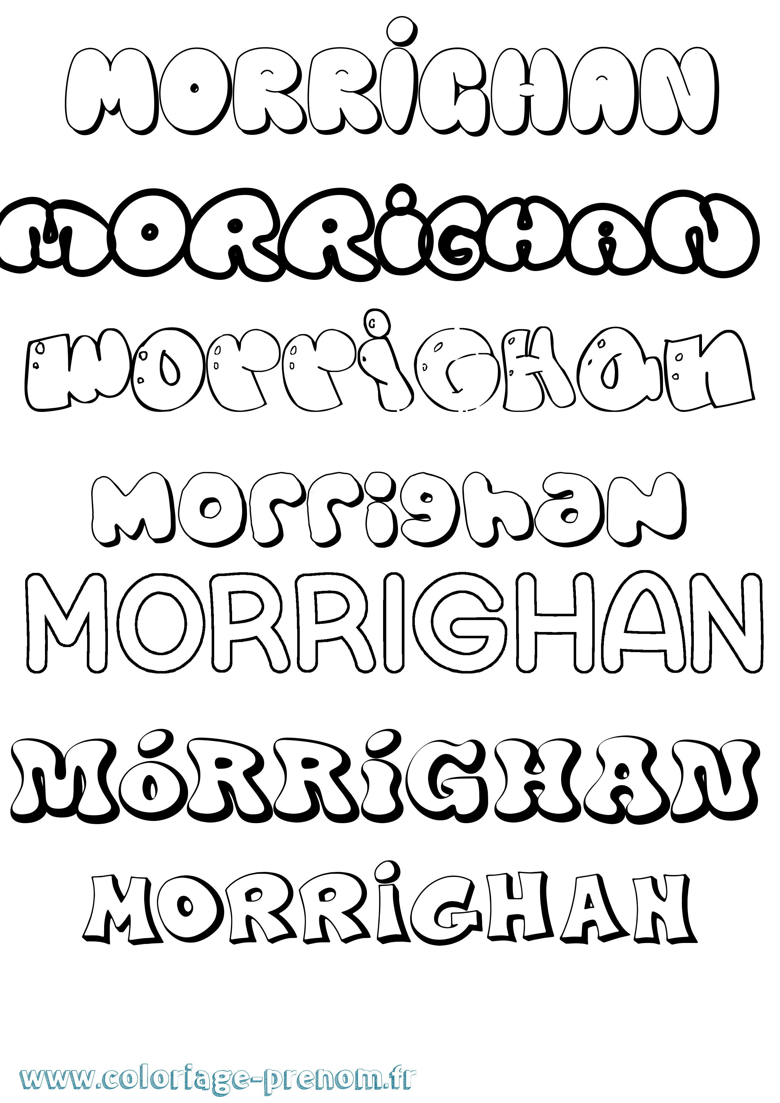 Coloriage prénom Mórríghan Bubble