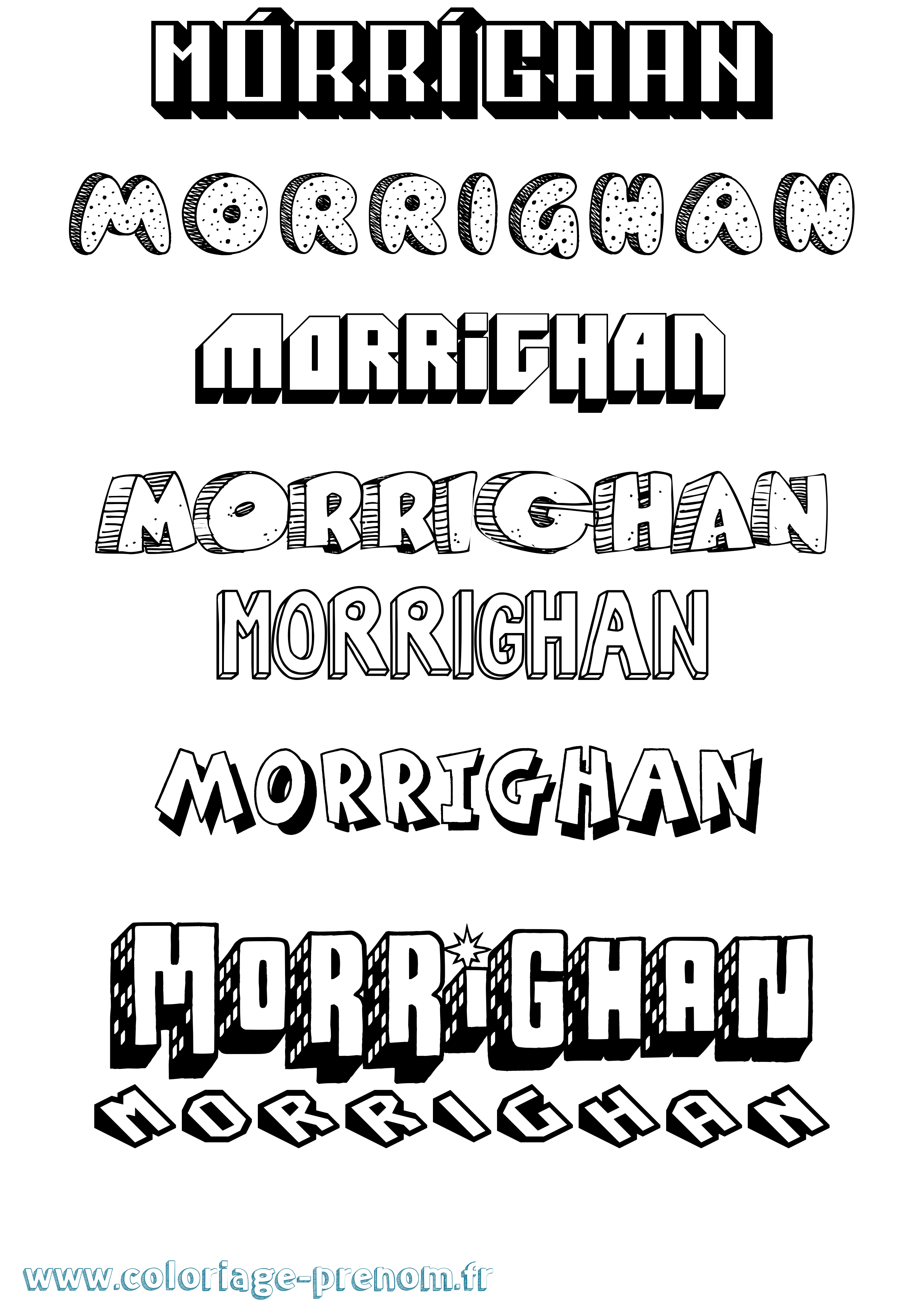 Coloriage prénom Mórríghan Effet 3D