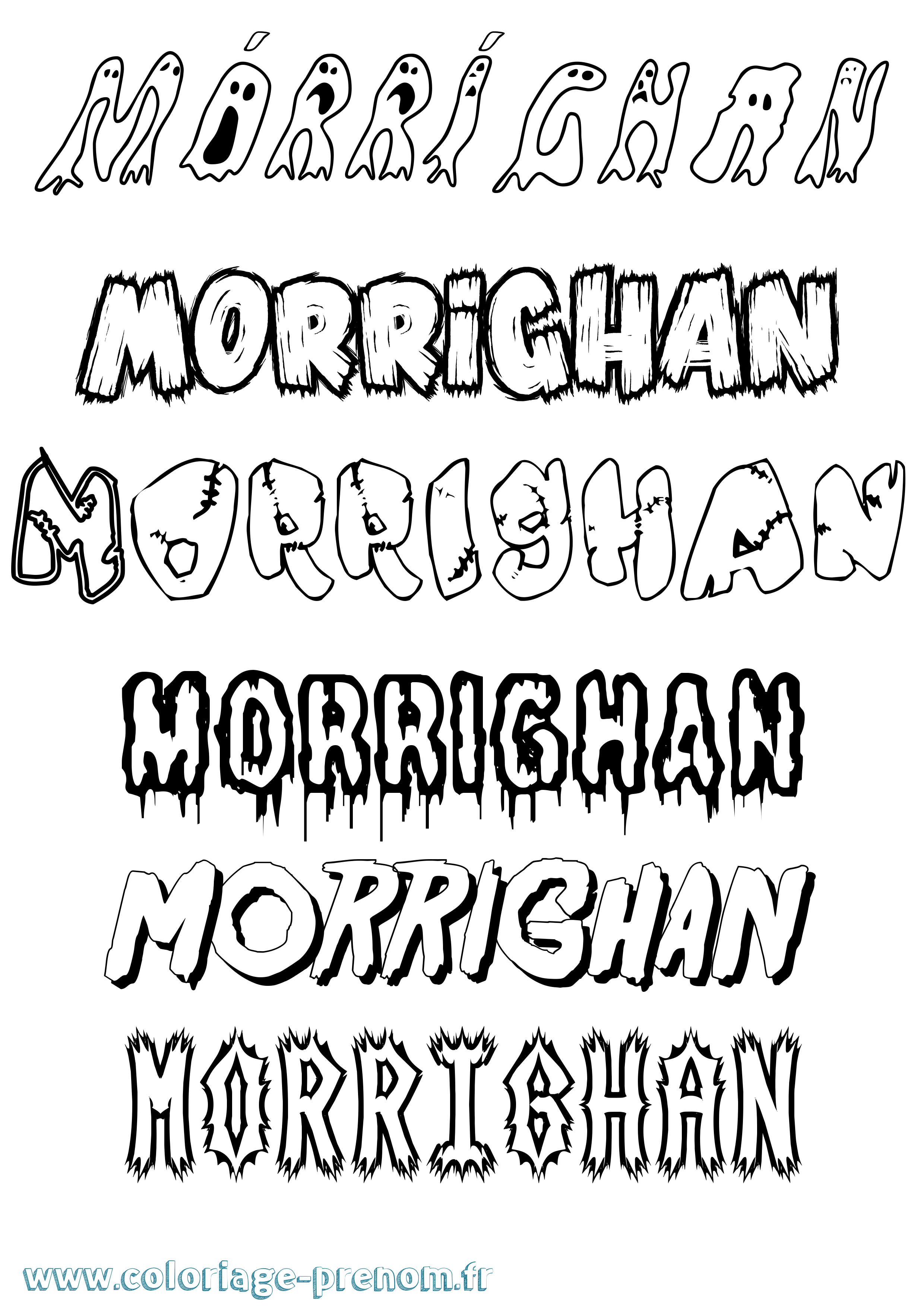 Coloriage prénom Mórríghan Frisson