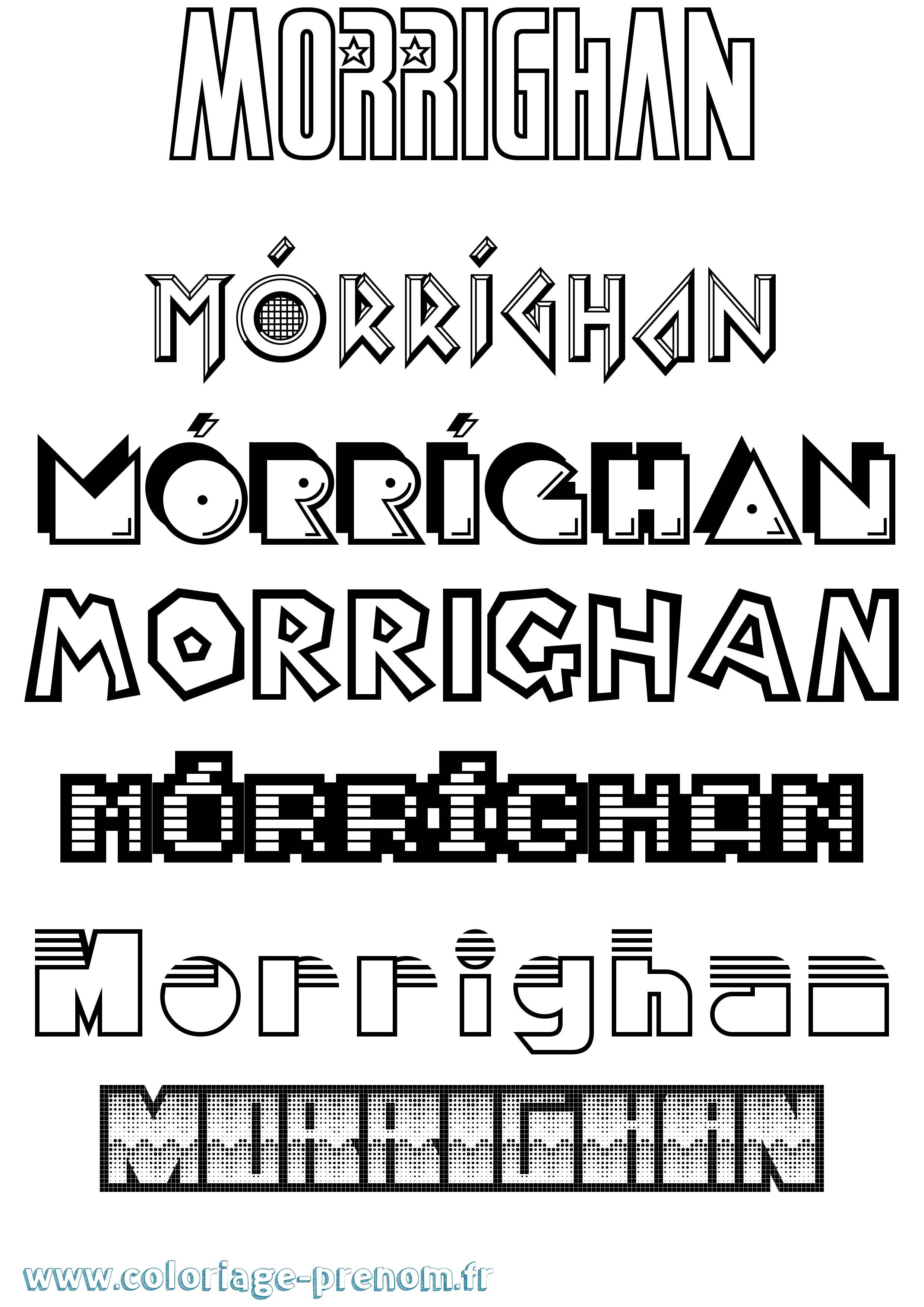 Coloriage prénom Mórríghan Jeux Vidéos