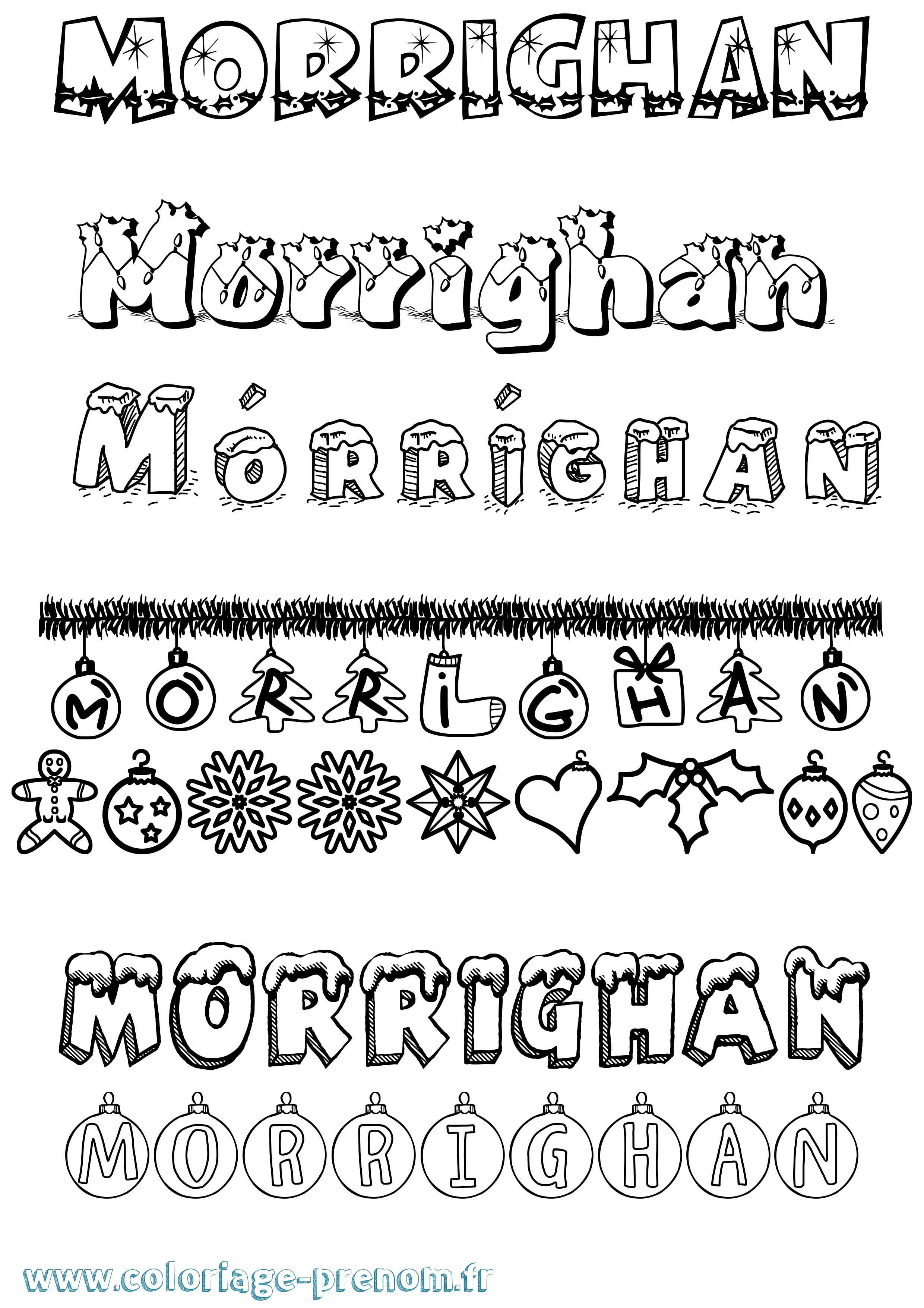 Coloriage Mórríghan Noël Coloriage prénom Mórríghan Noël