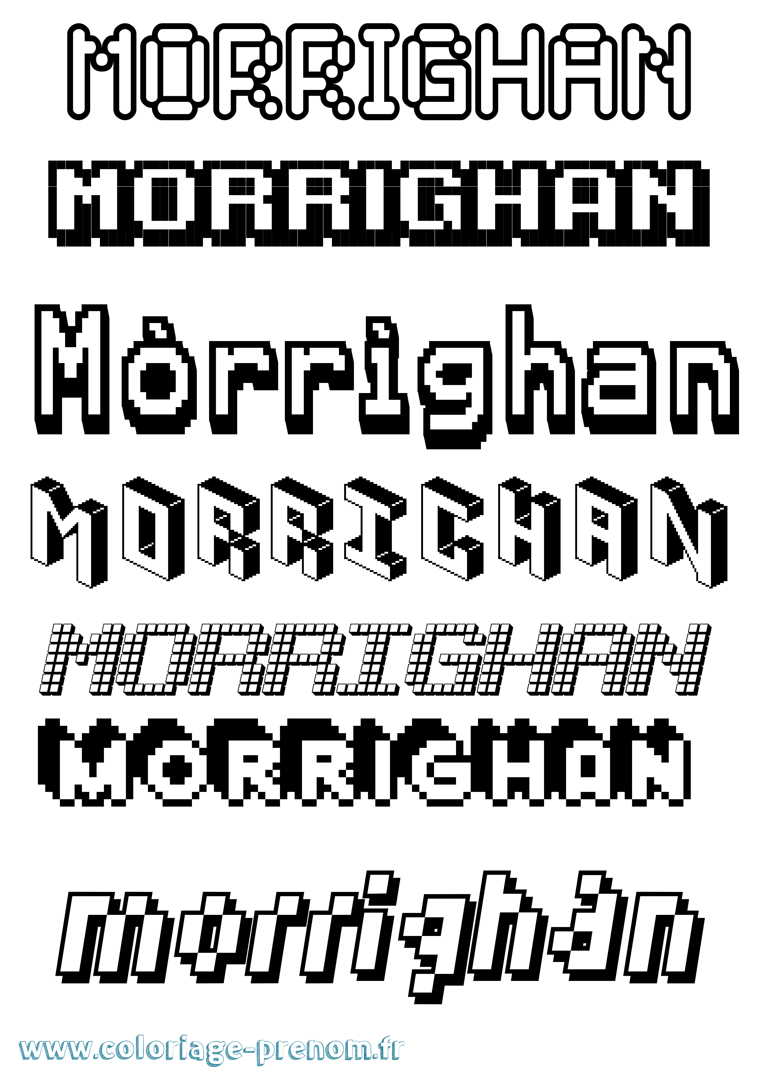 Coloriage Mórríghan Pixel Coloriage prénom Mórríghan Pixel