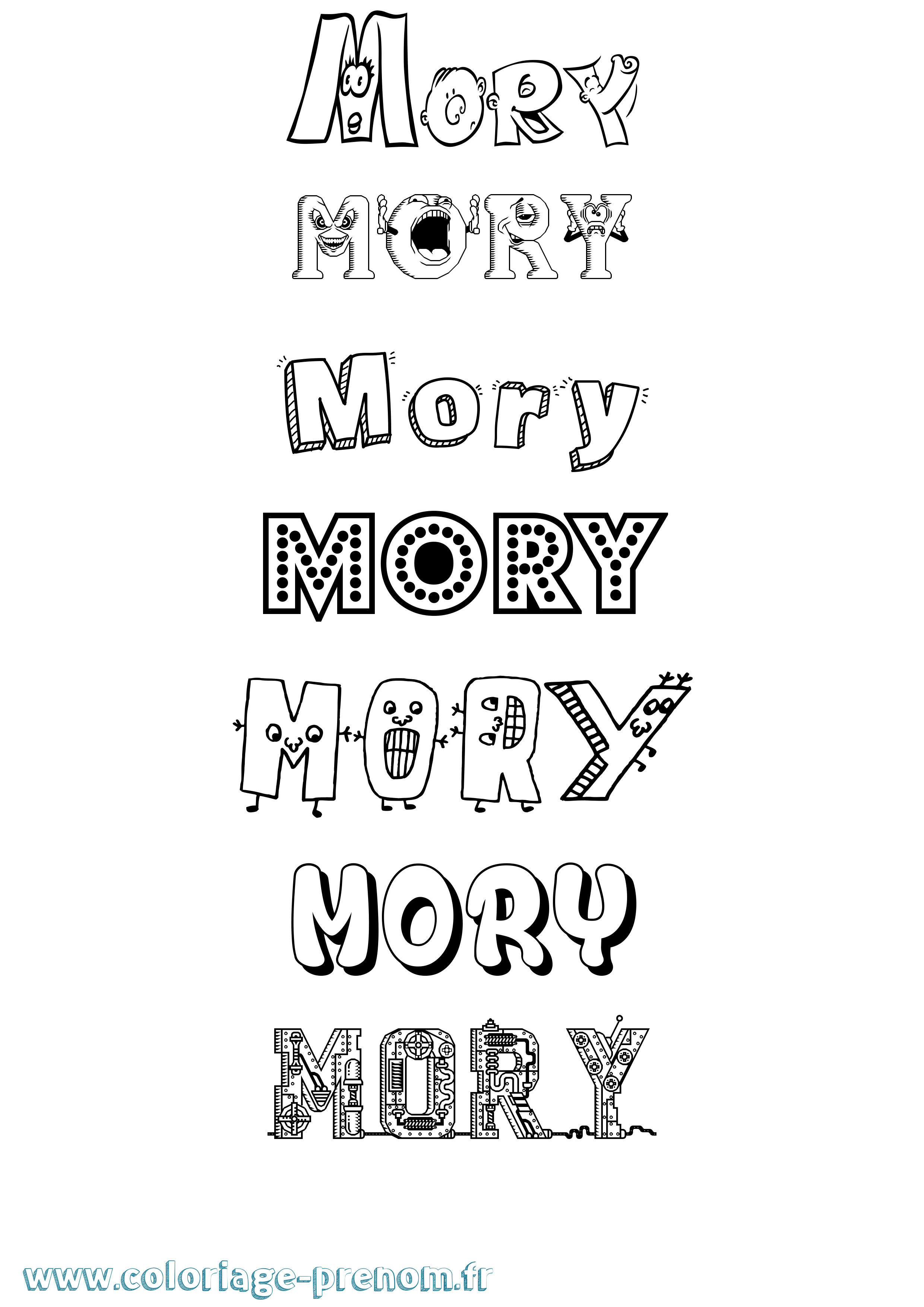 Coloriage prénom Mory Fun