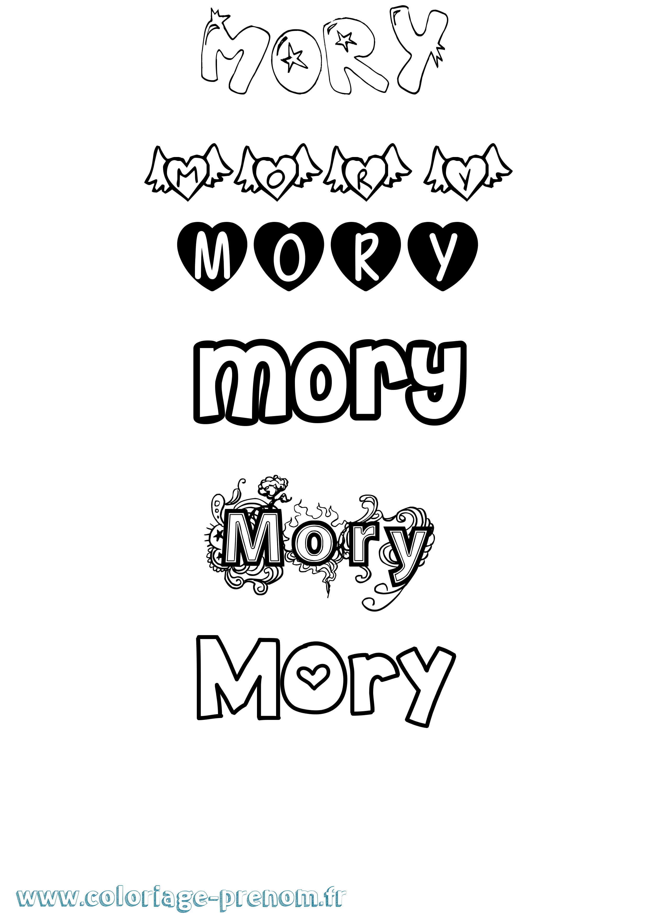 Coloriage prénom Mory Girly