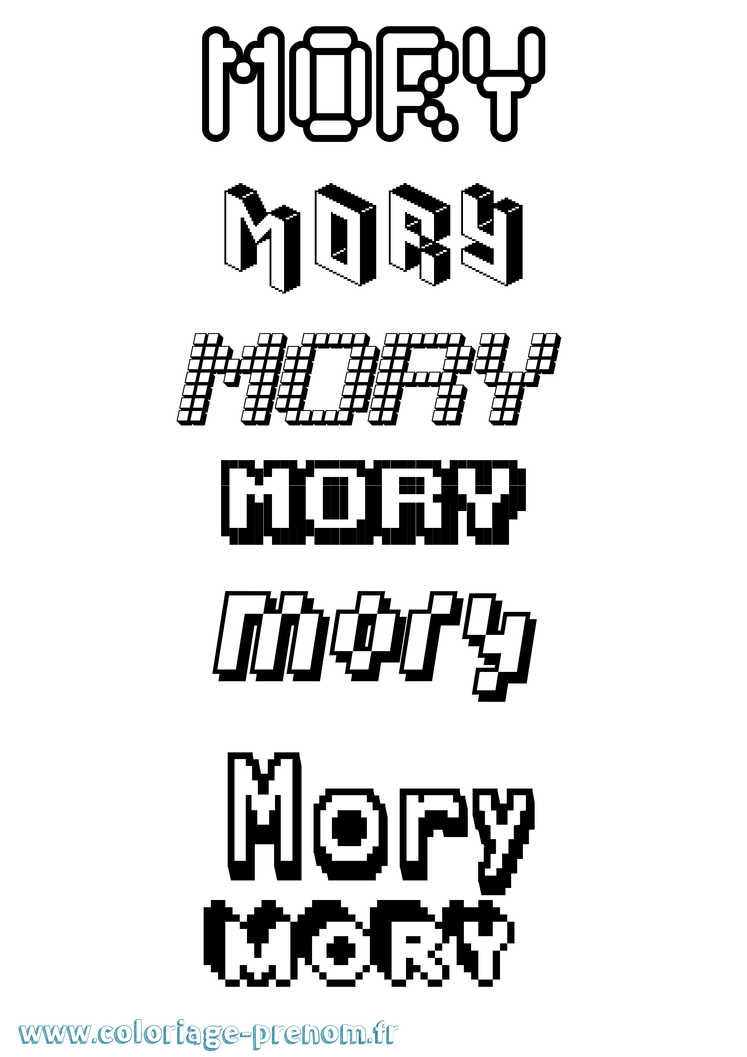 Coloriage prénom Mory Pixel