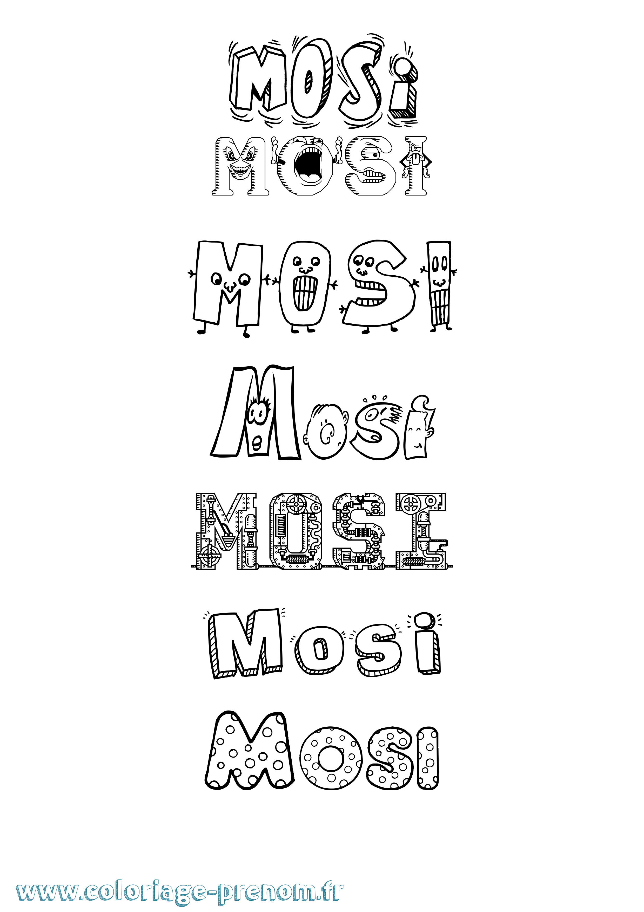 Coloriage prénom Mosi Fun