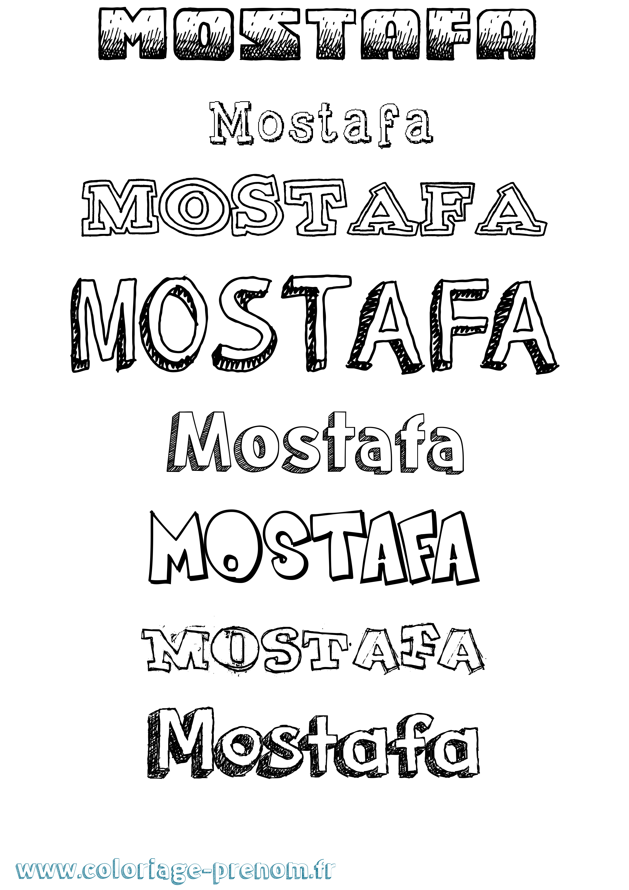 Coloriage prénom Mostafa Dessiné
