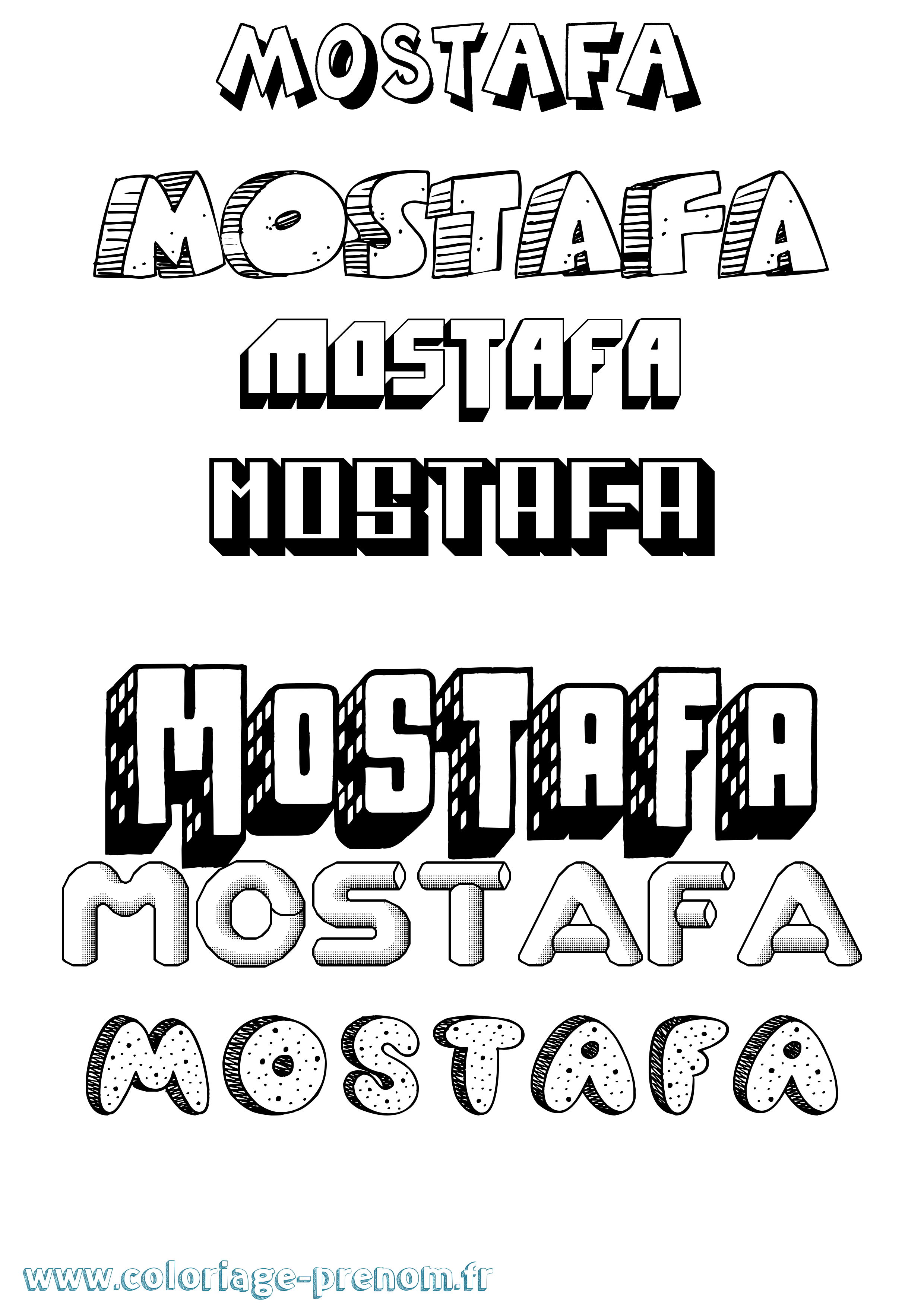 Coloriage prénom Mostafa Effet 3D