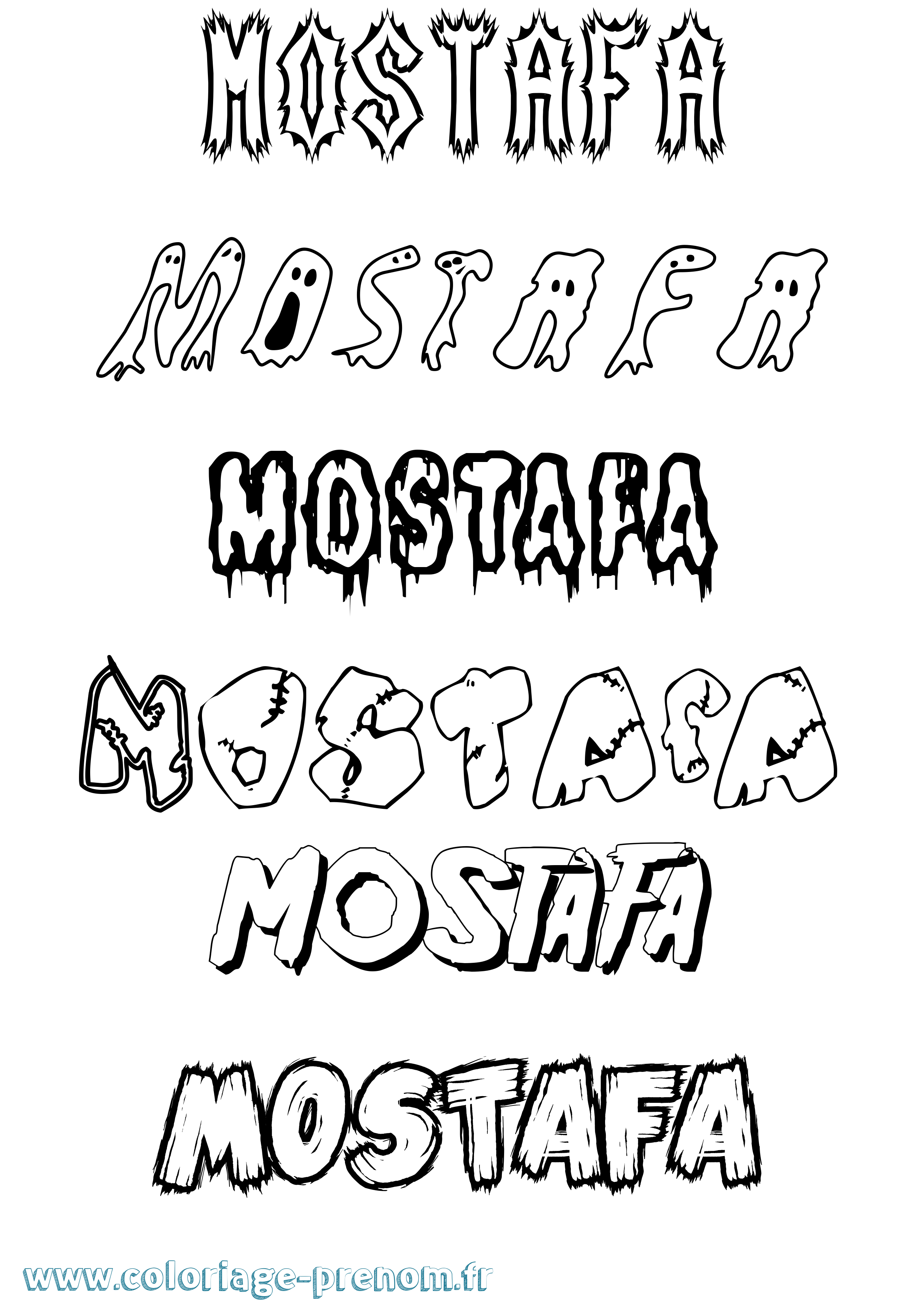 Coloriage prénom Mostafa Frisson