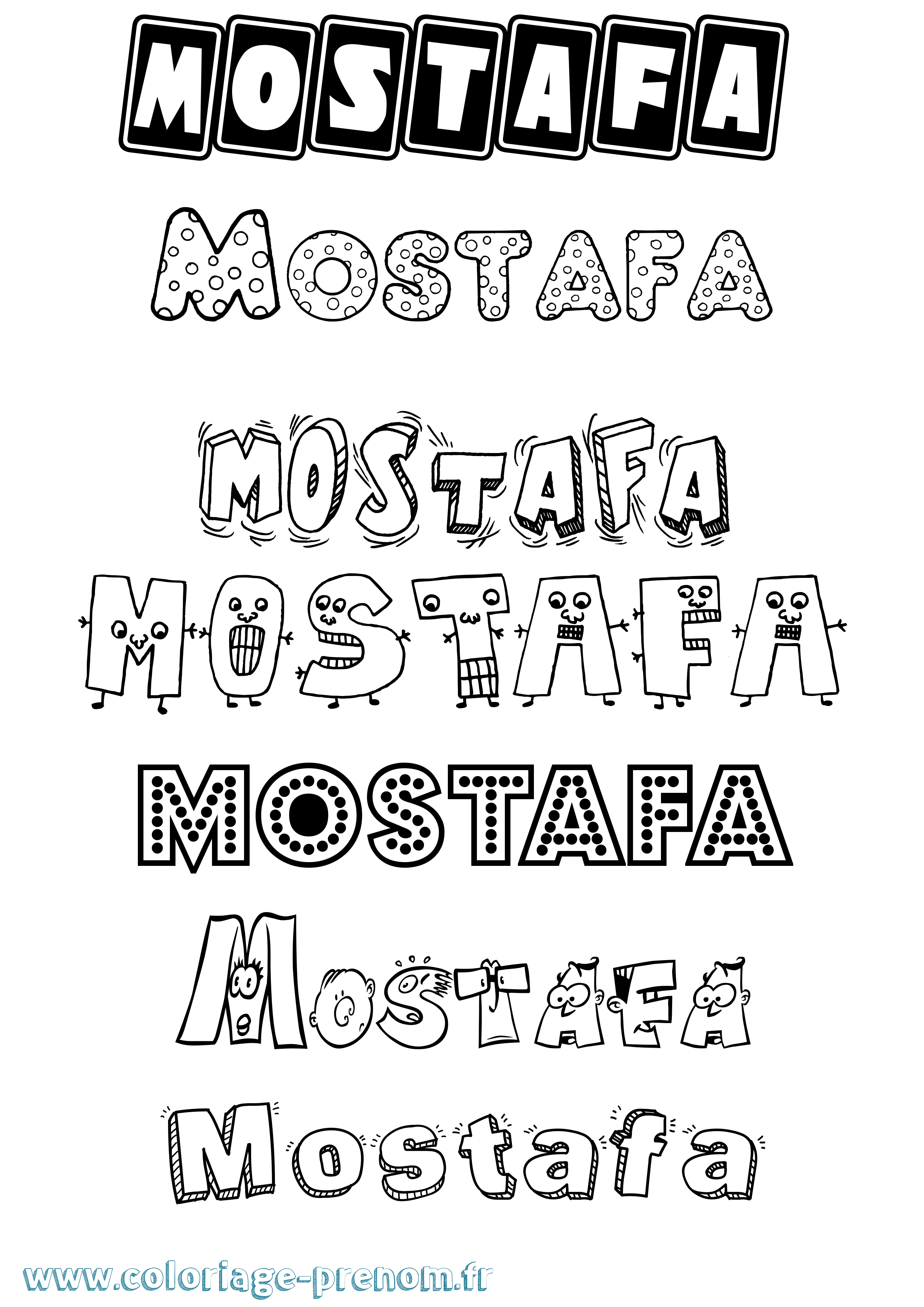 Coloriage prénom Mostafa Fun