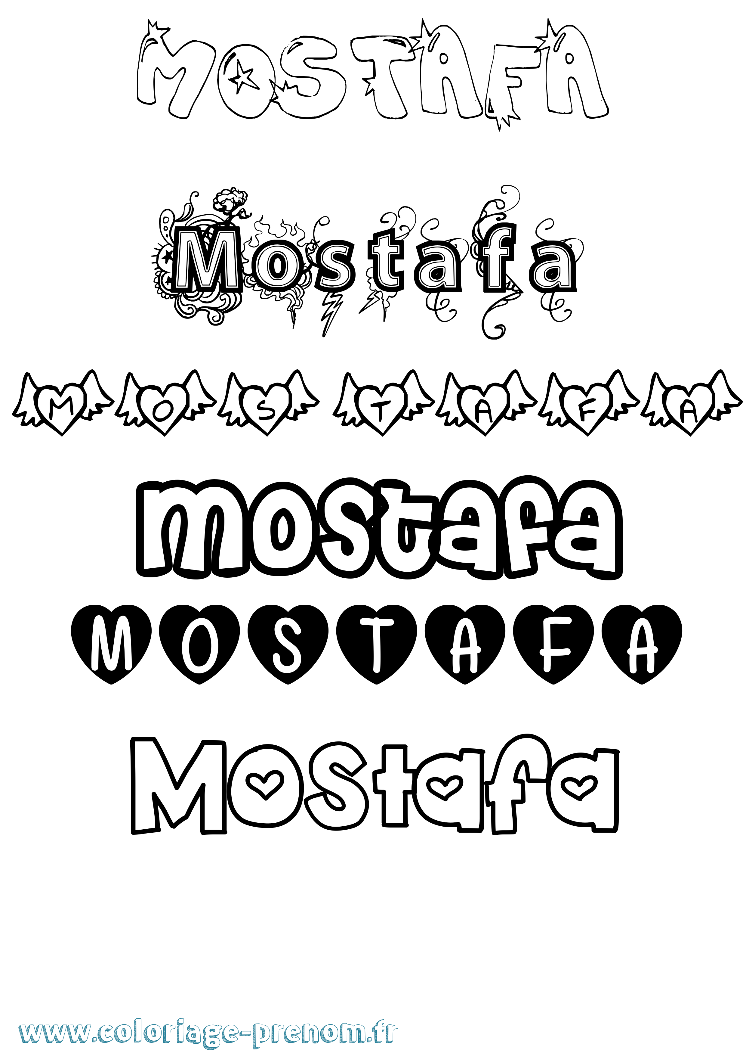 Coloriage prénom Mostafa Girly