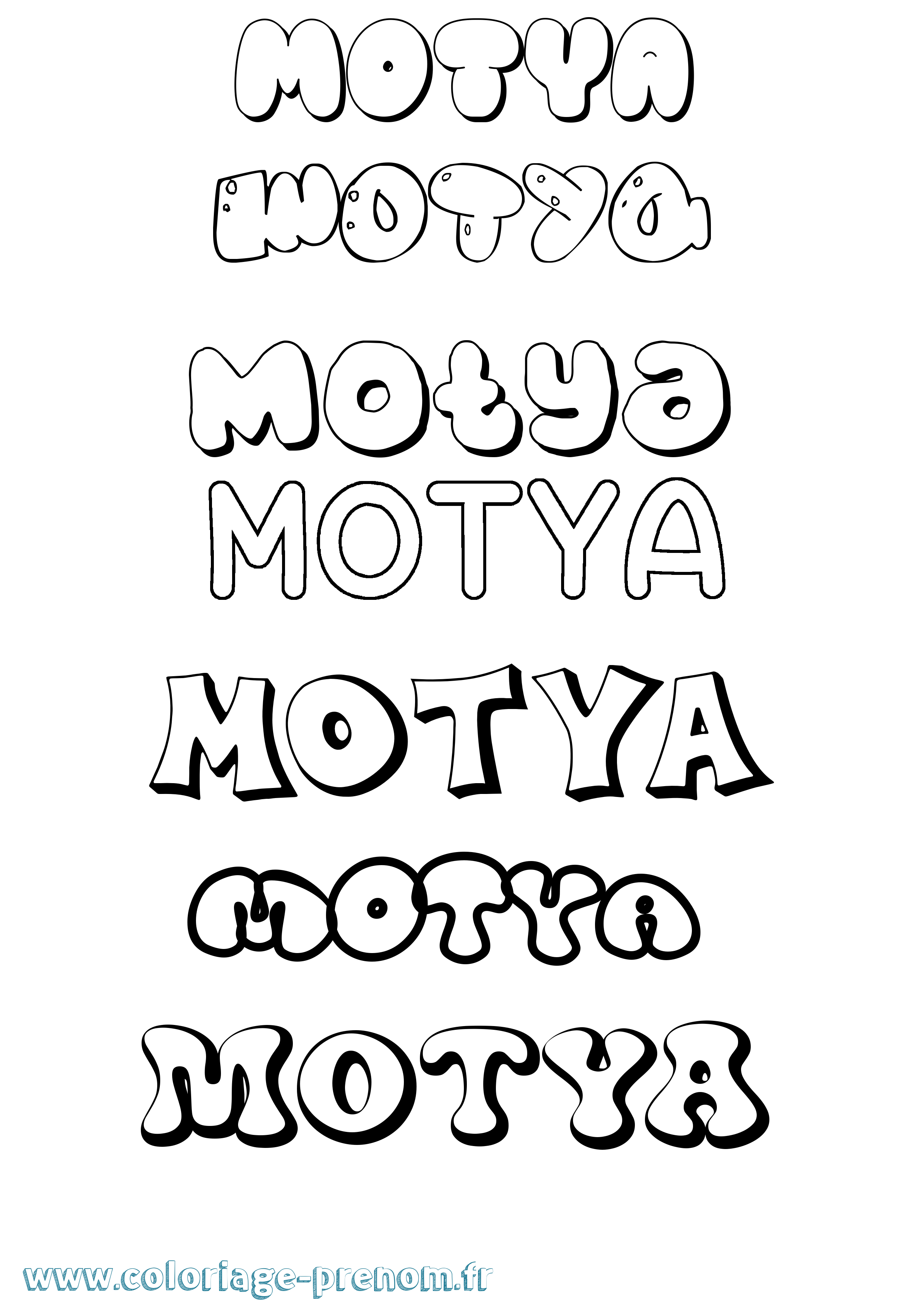 Coloriage Motya Bubble Coloriage prénom Motya Bubble