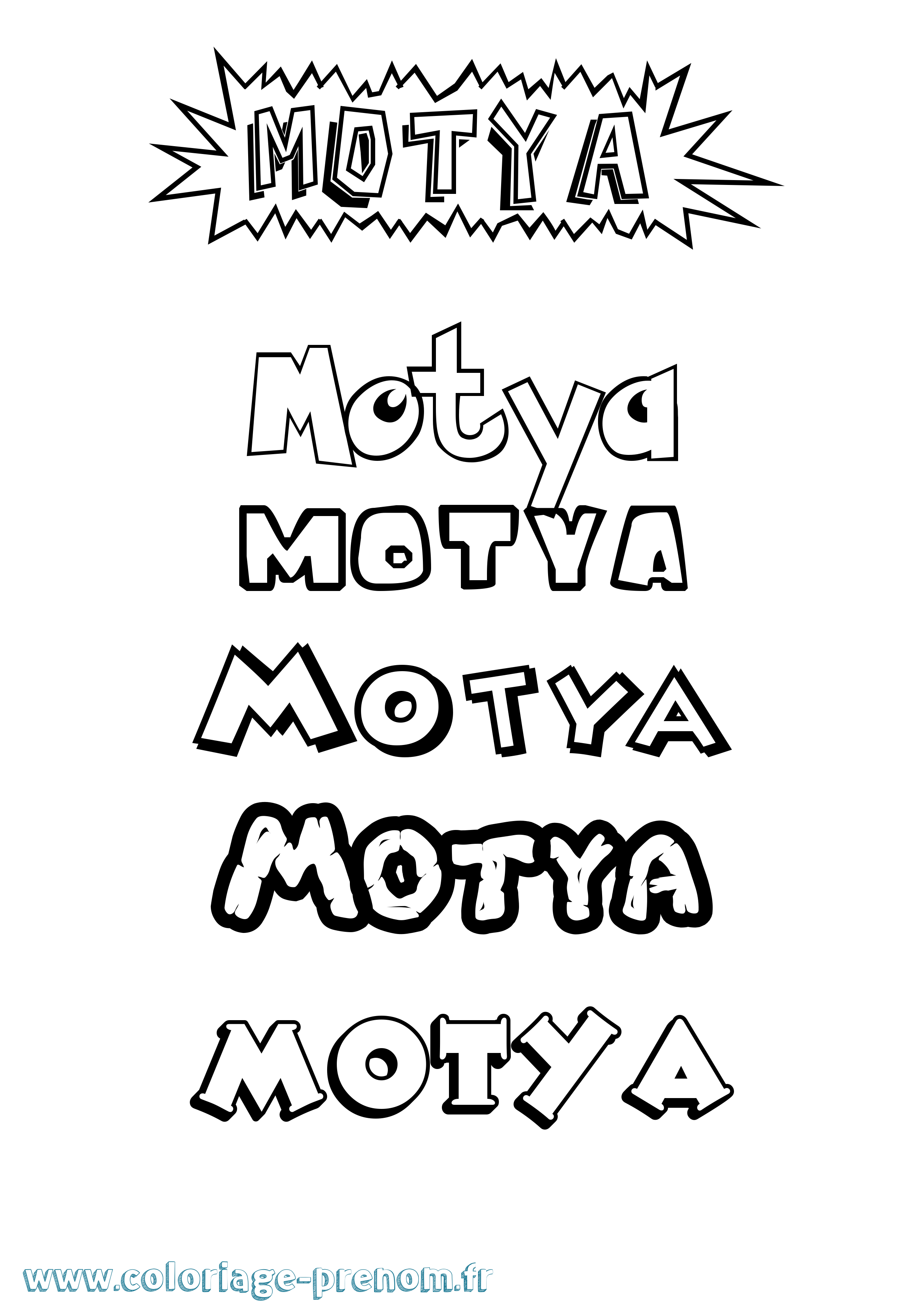 Coloriage Motya Dessin Animé Coloriage prénom Motya Dessin Animé