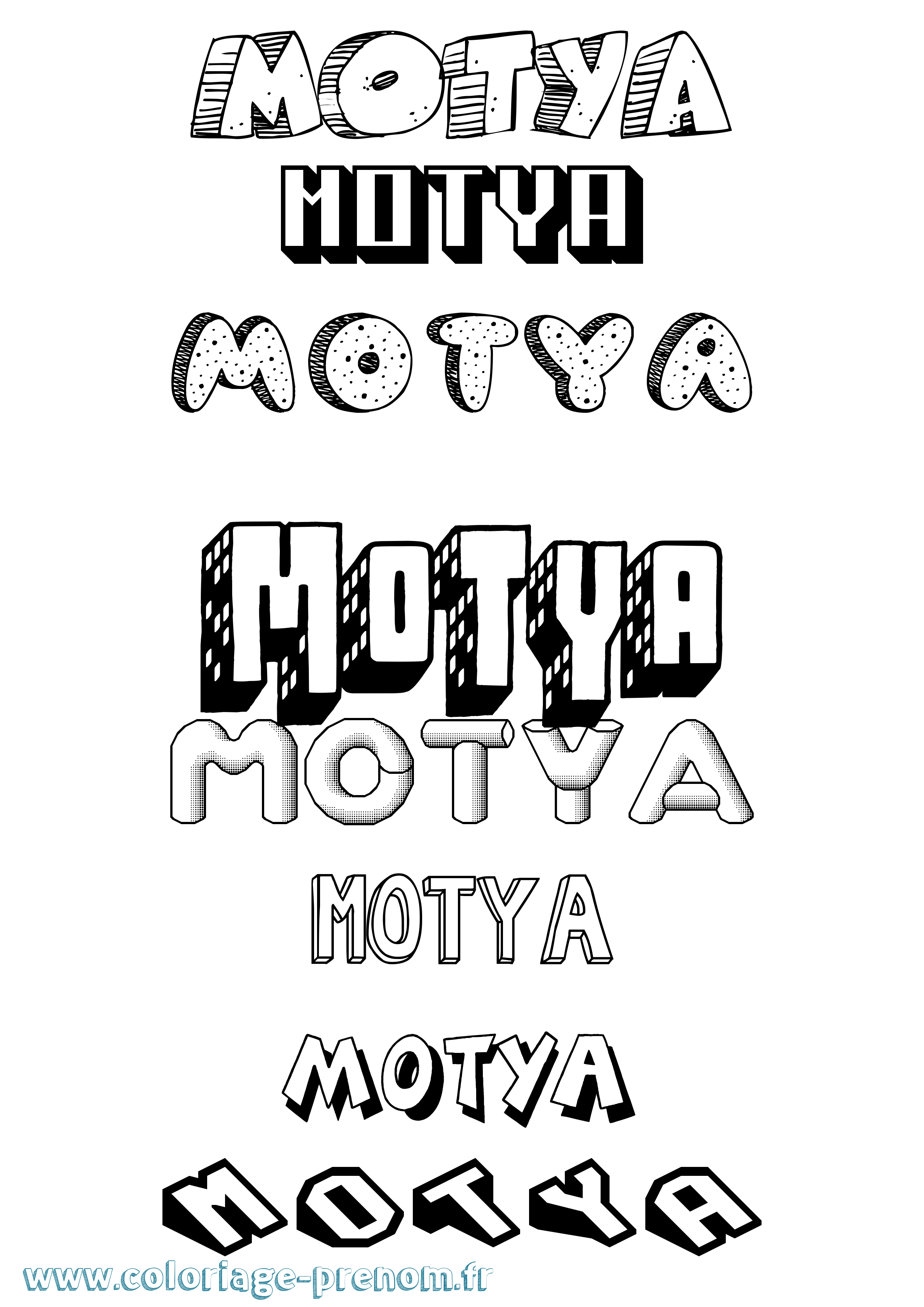 Coloriage Motya Effet 3D Coloriage prénom Motya Effet 3D