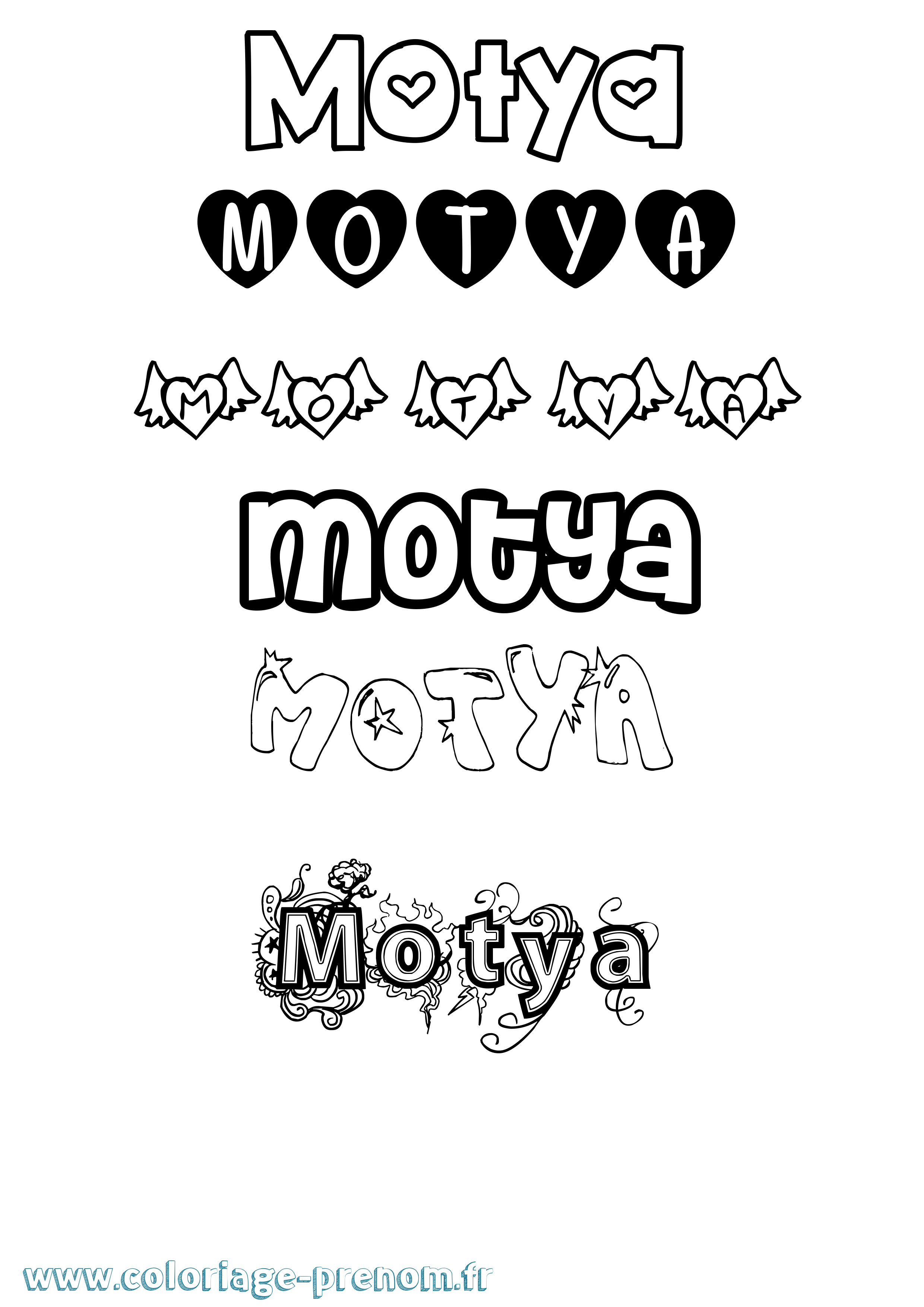 Coloriage Motya Girly Coloriage prénom Motya Girly