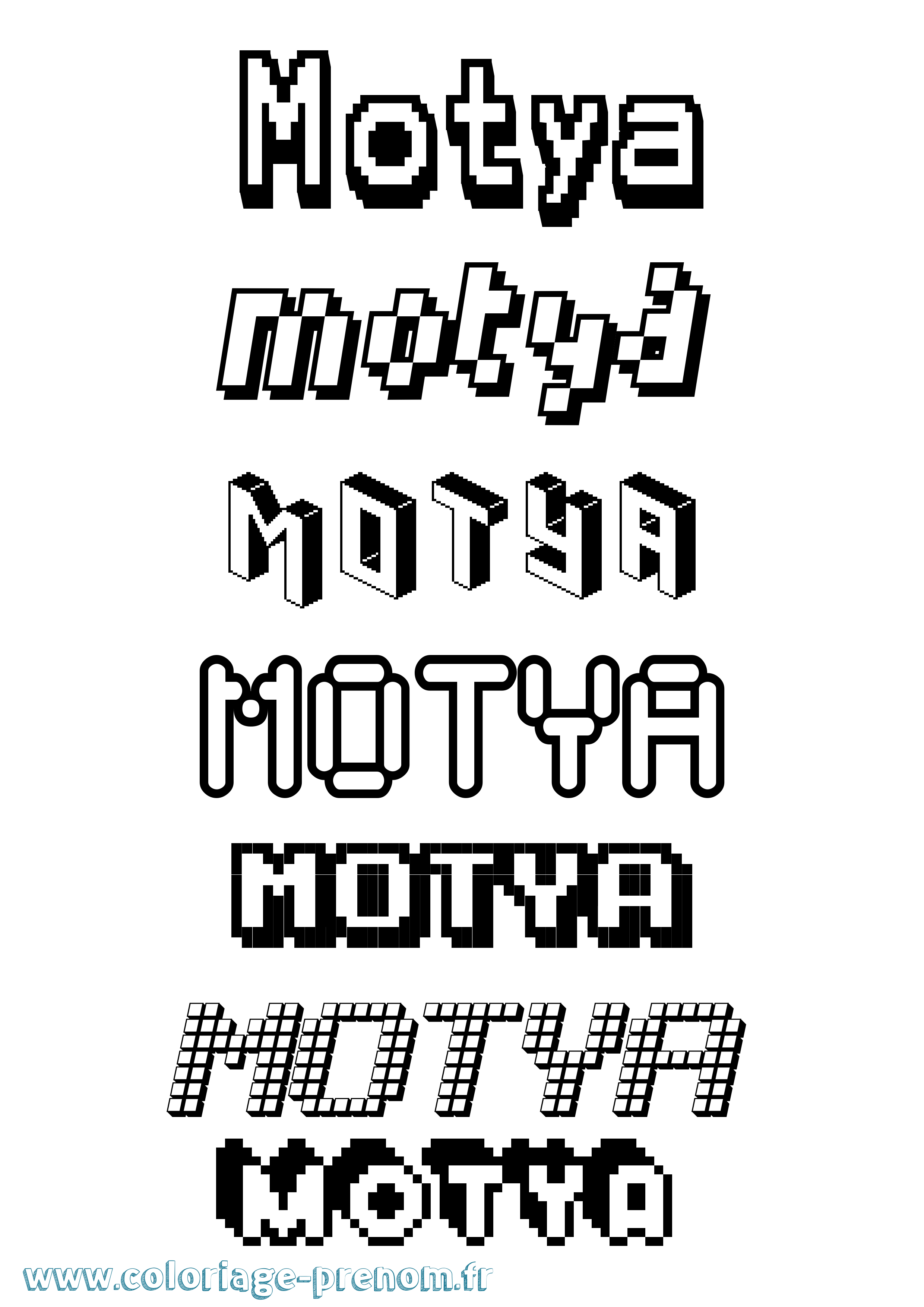 Coloriage Motya Pixel Coloriage prénom Motya Pixel