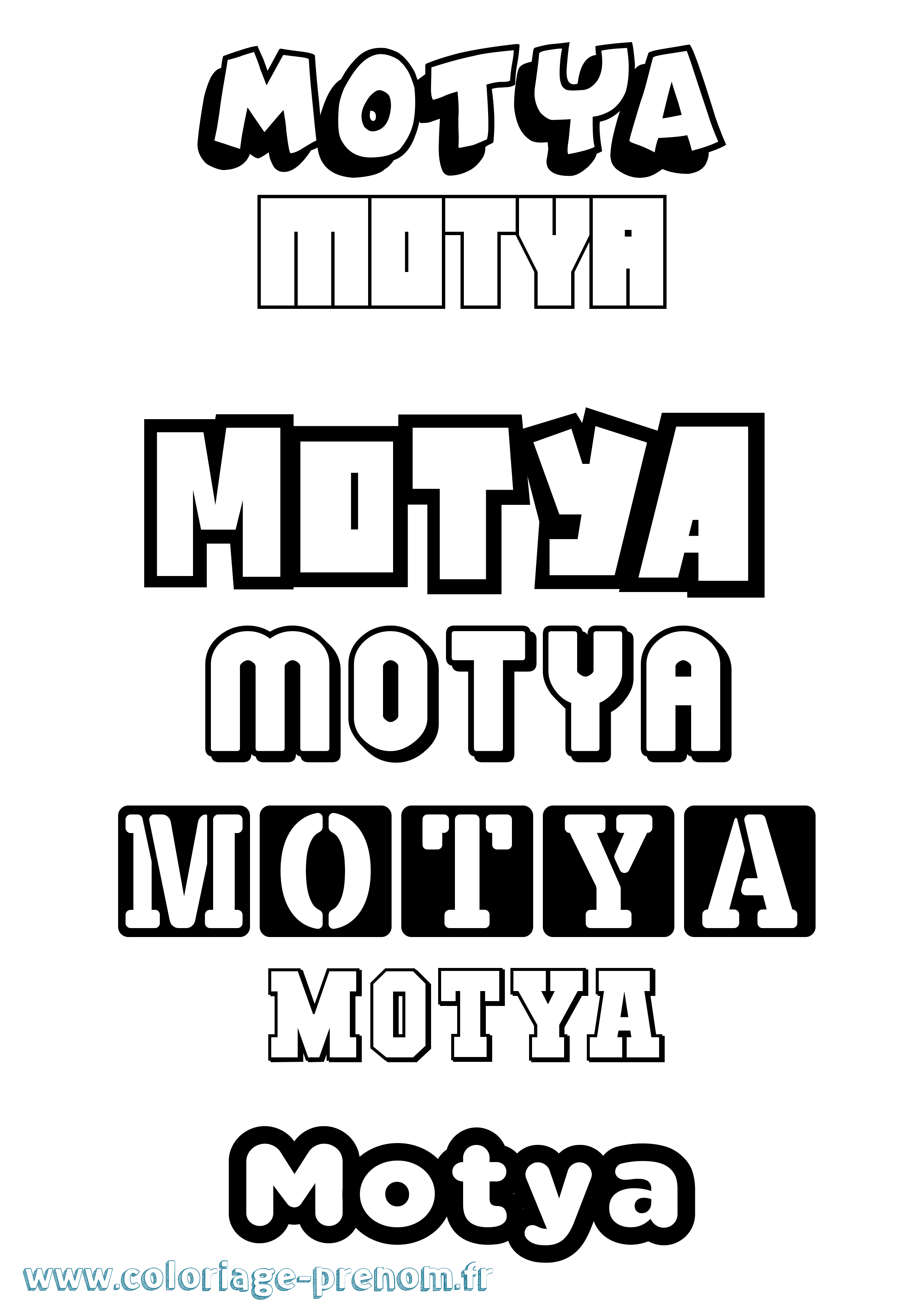 Coloriage Motya Simple Coloriage prénom Motya Simple
