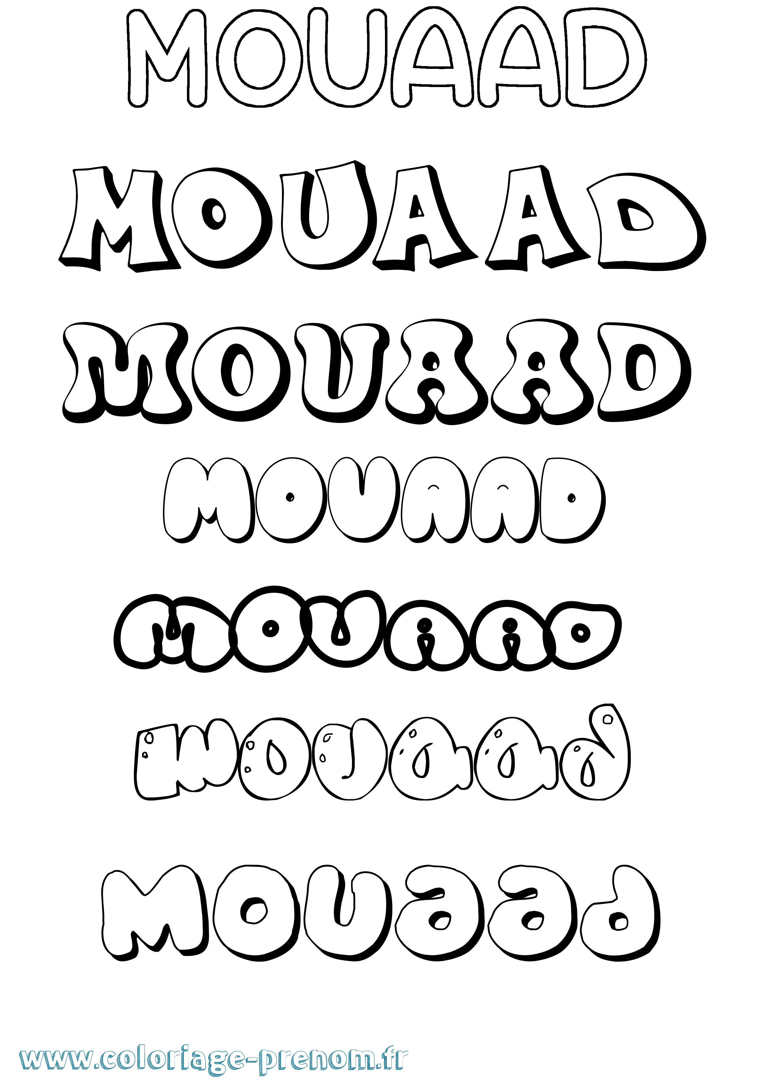 Coloriage prénom Mouaad Bubble
