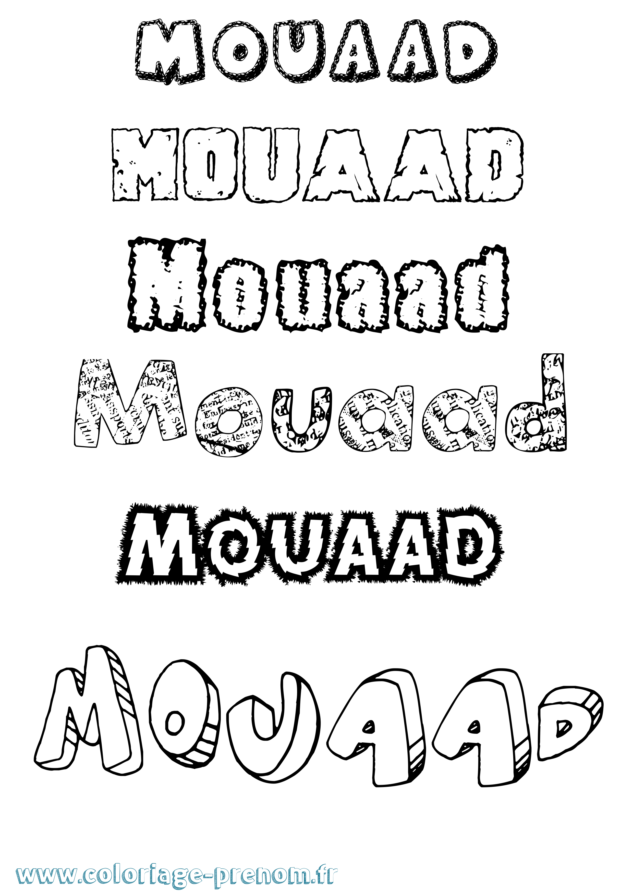 Coloriage prénom Mouaad Destructuré