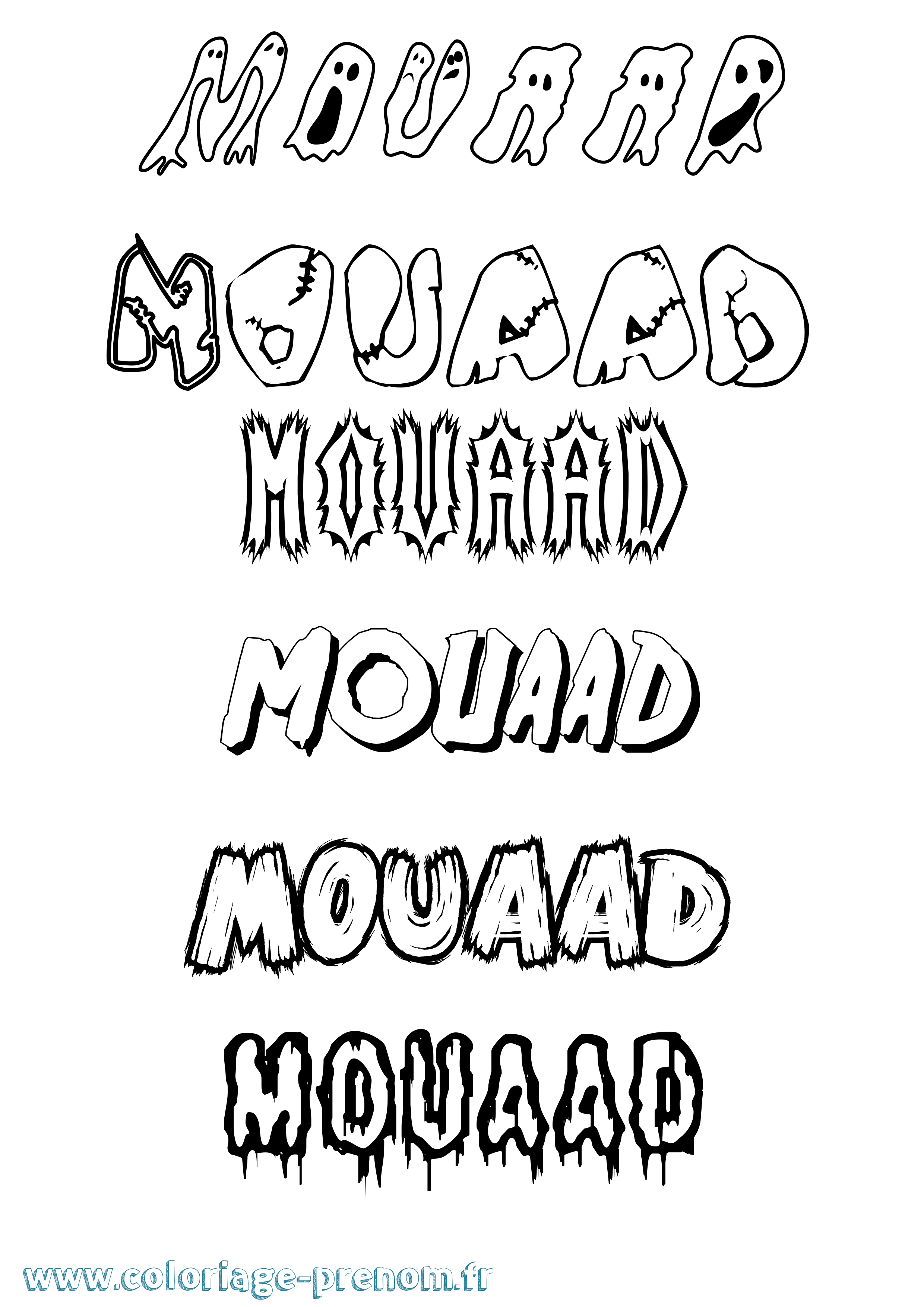 Coloriage prénom Mouaad Frisson