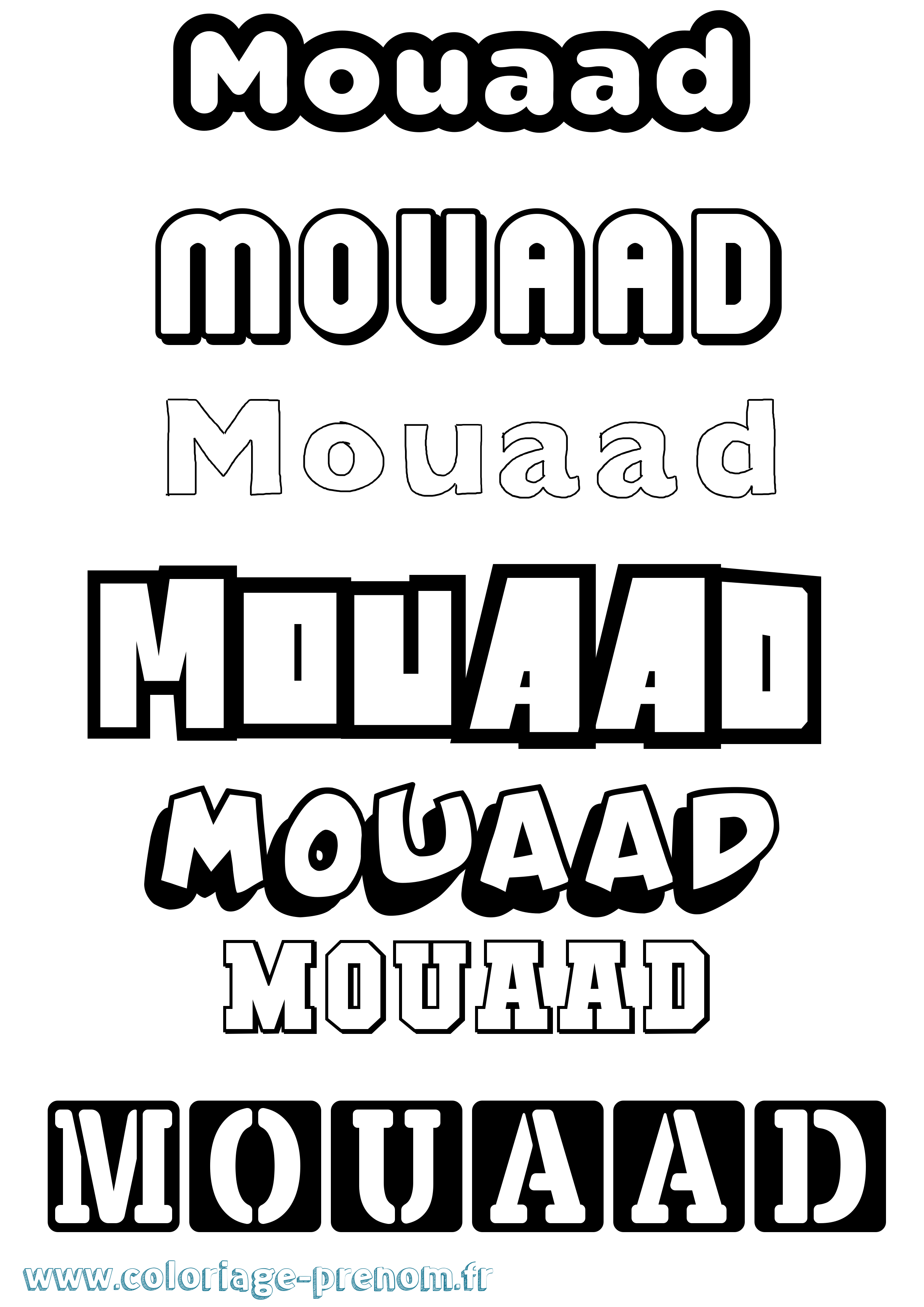 Coloriage prénom Mouaad Simple