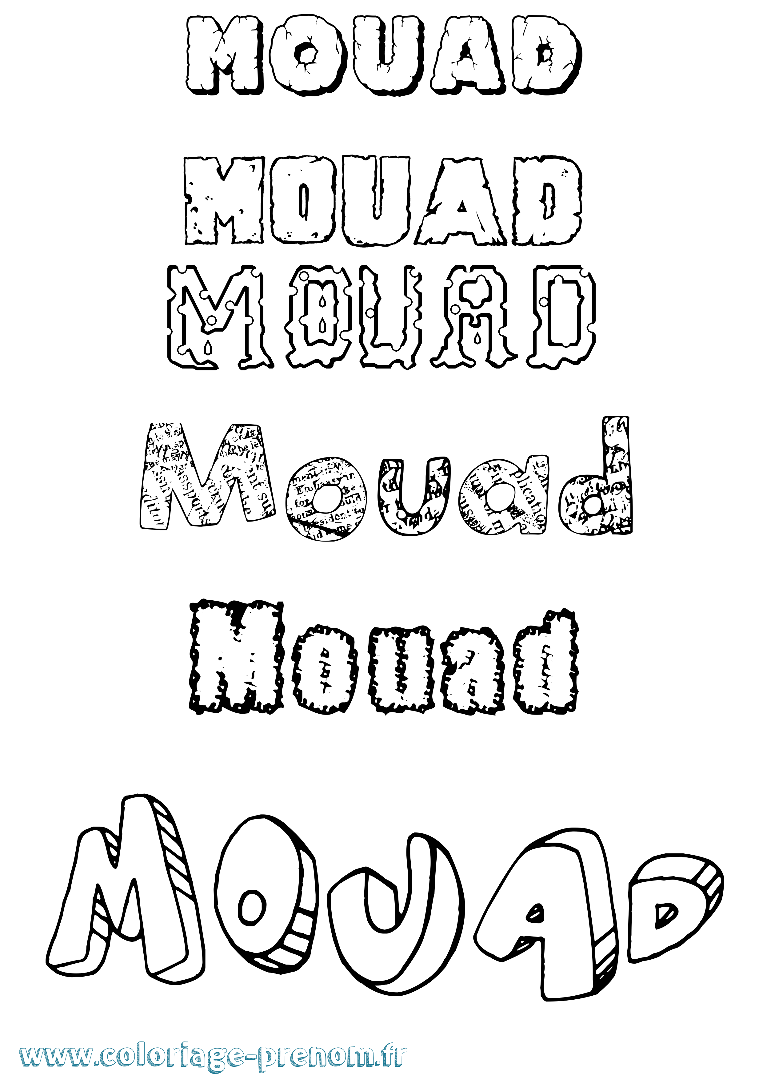 Coloriage prénom Mouad Destructuré