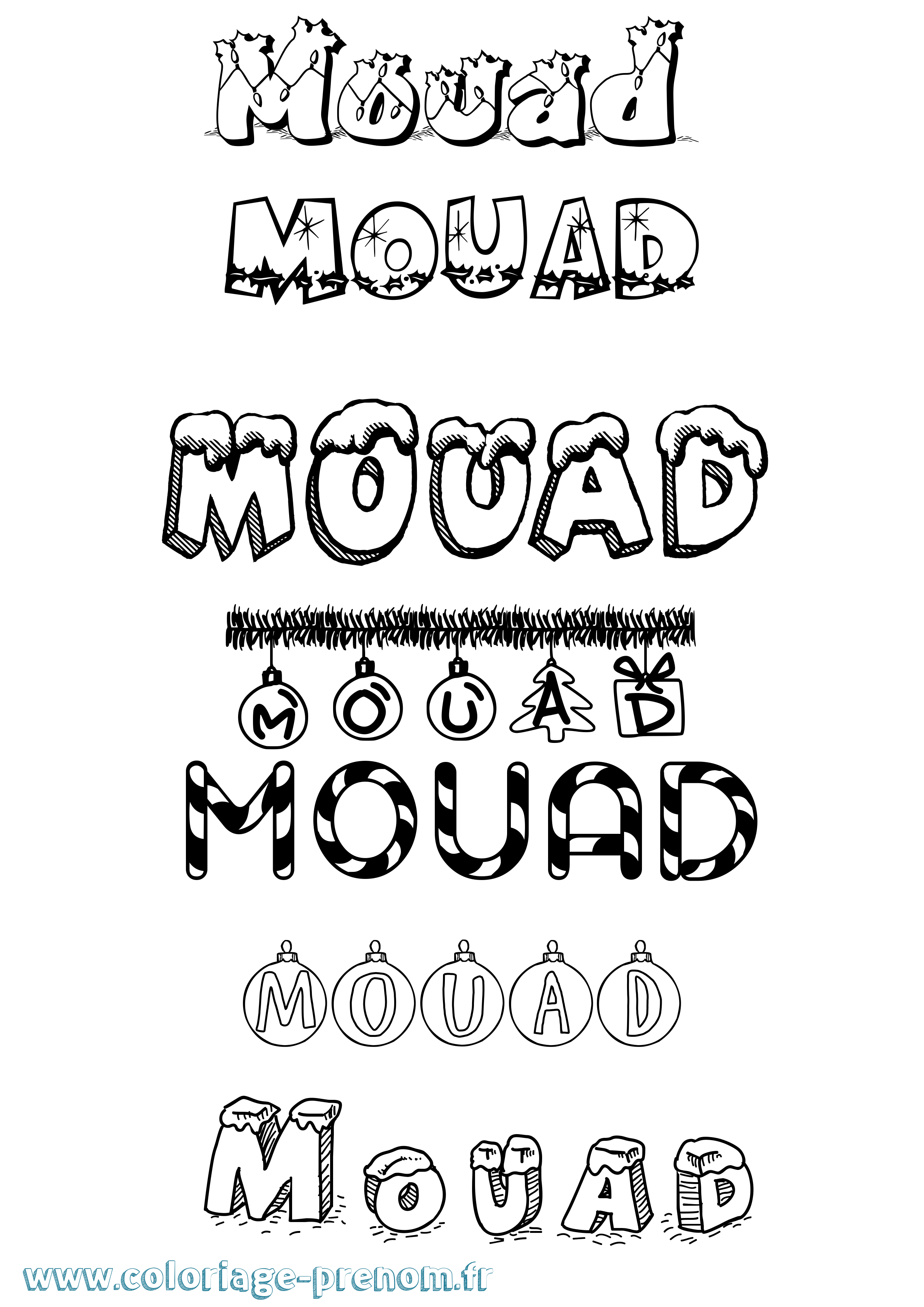 Coloriage prénom Mouad Noël