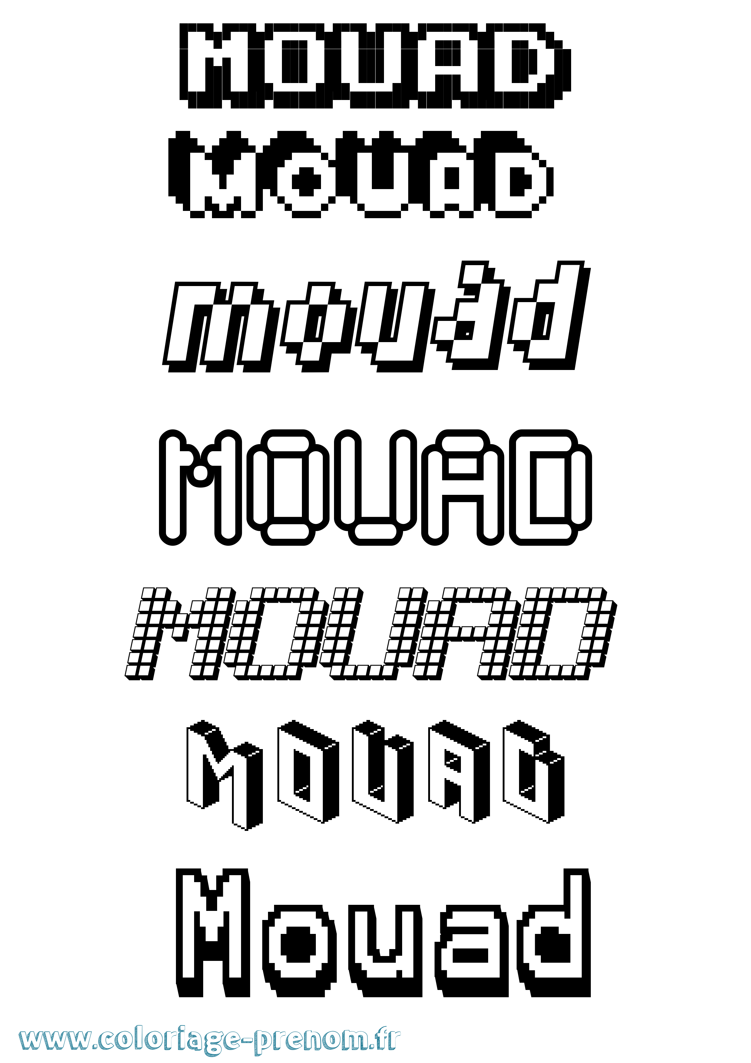 Coloriage prénom Mouad Pixel