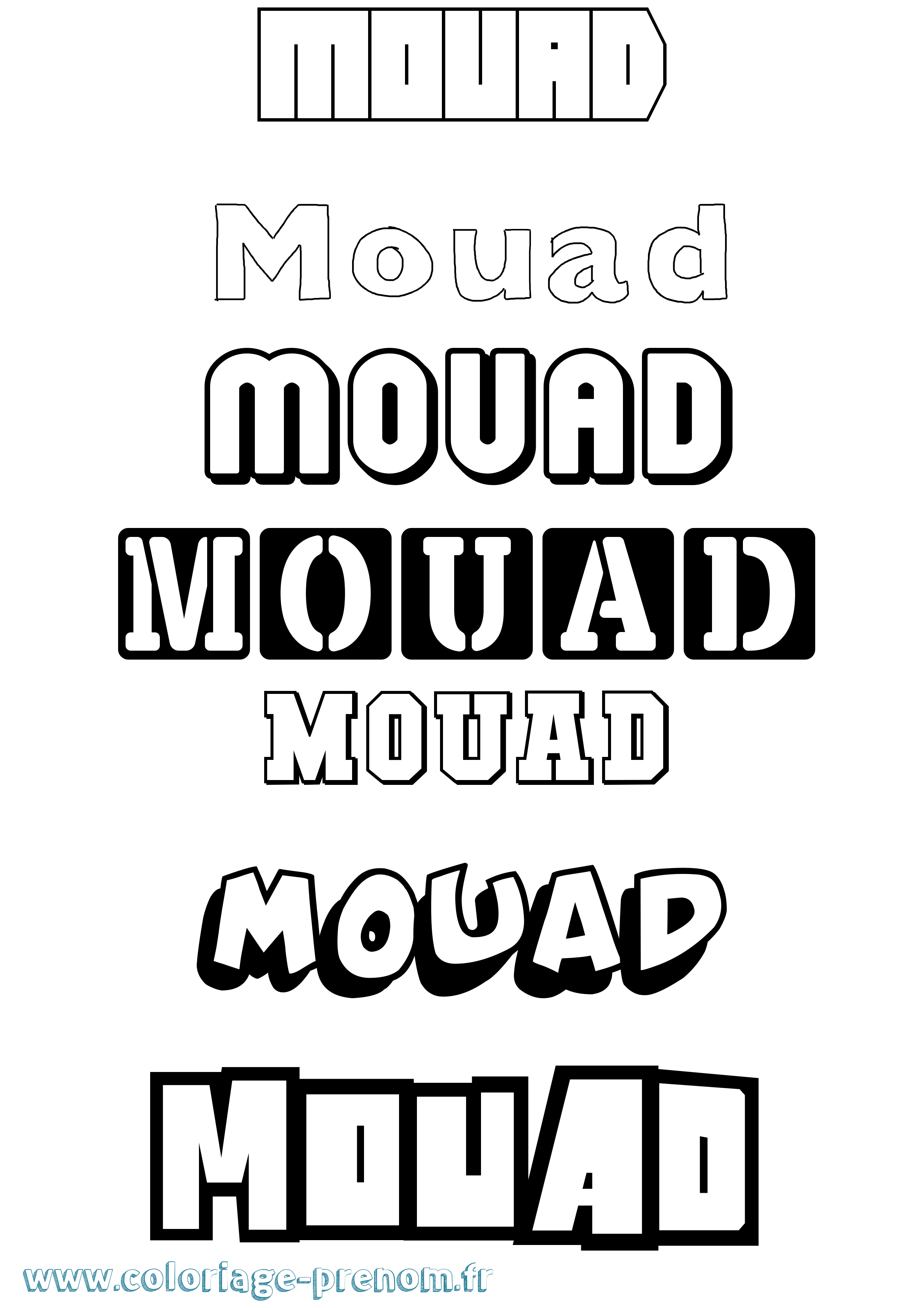 Coloriage prénom Mouad Simple