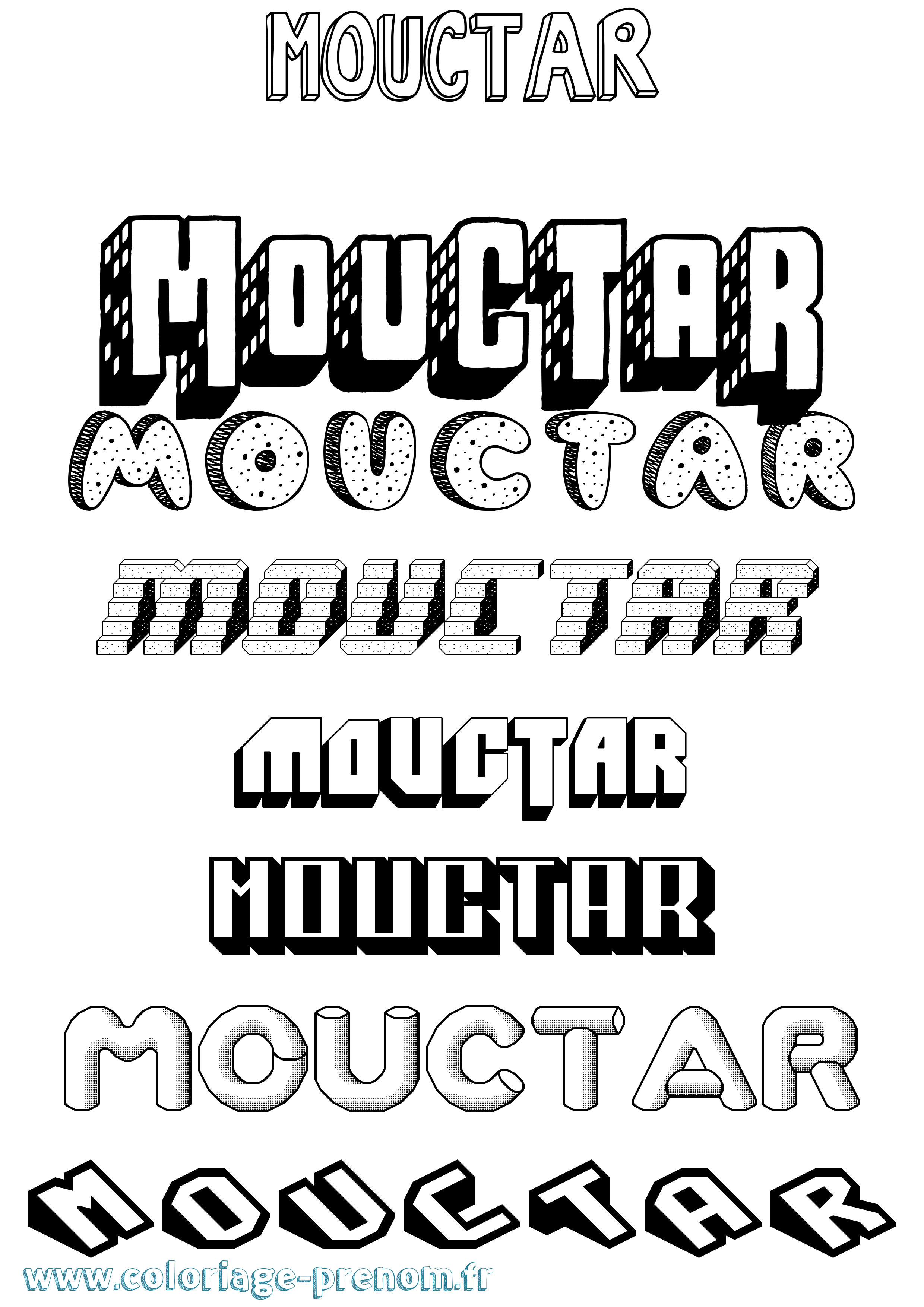 Coloriage Mouctar Effet 3D Coloriage prénom Mouctar Effet 3D