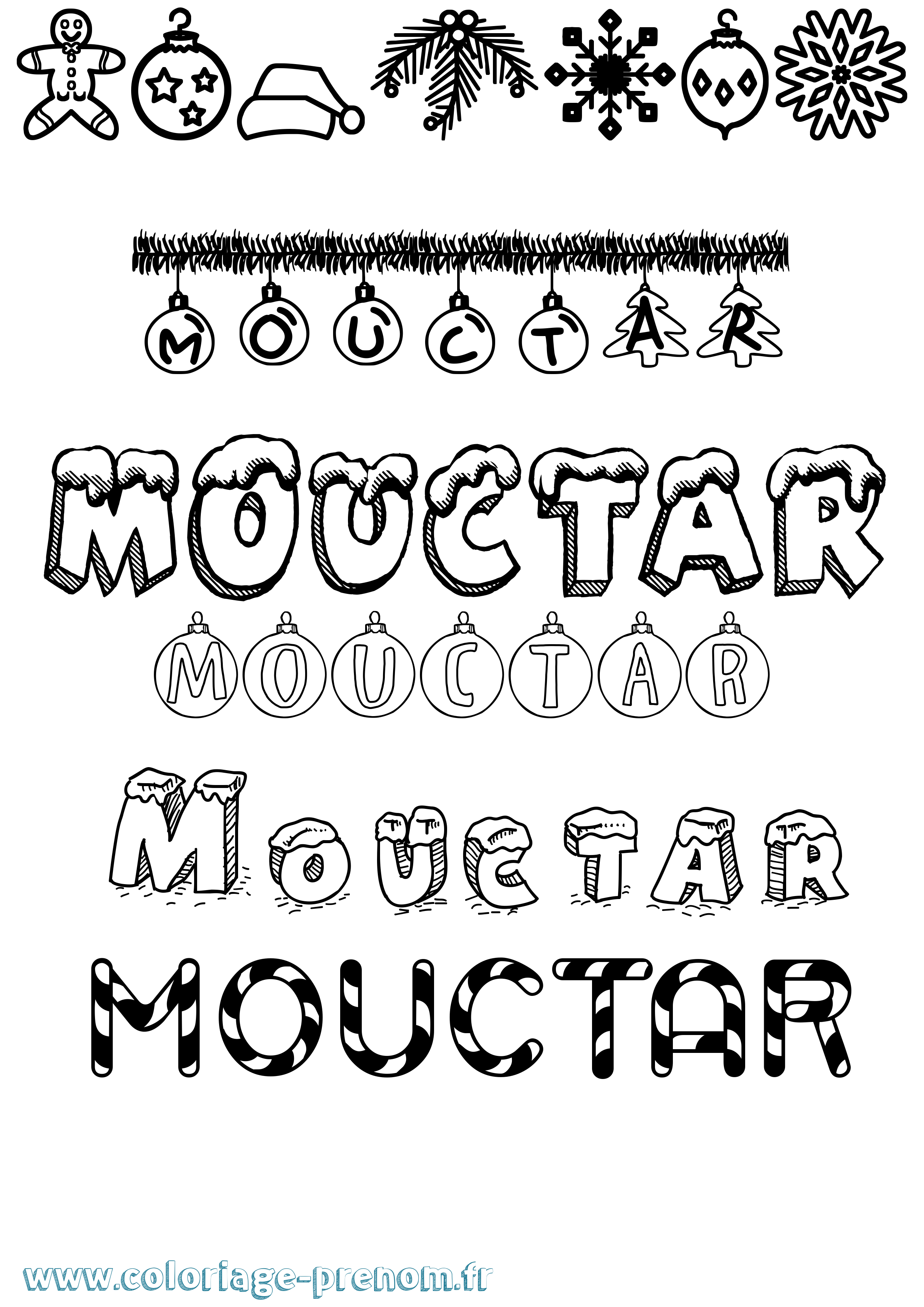 Coloriage Mouctar Noël Coloriage prénom Mouctar Noël