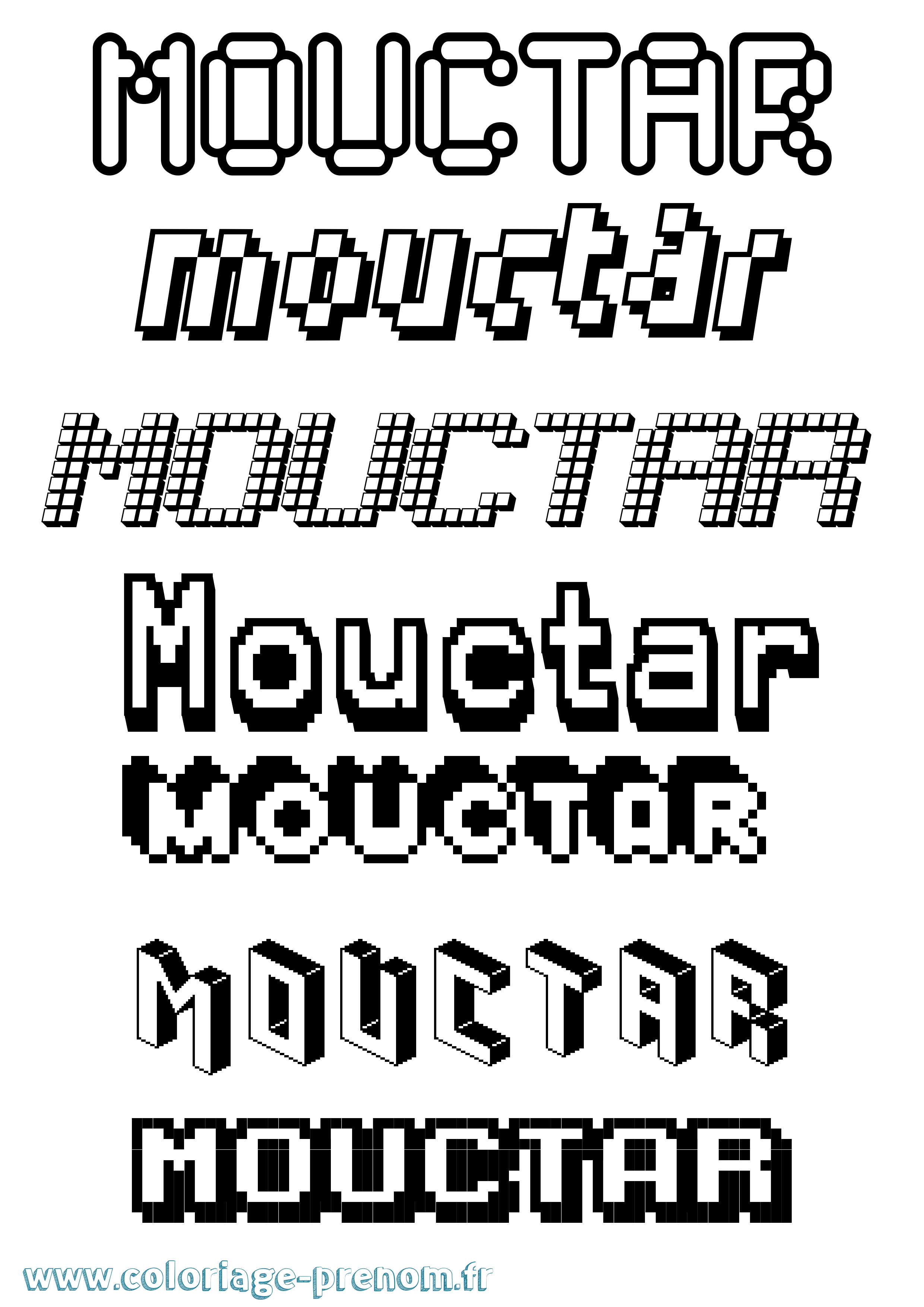 Coloriage Mouctar Pixel Coloriage prénom Mouctar Pixel