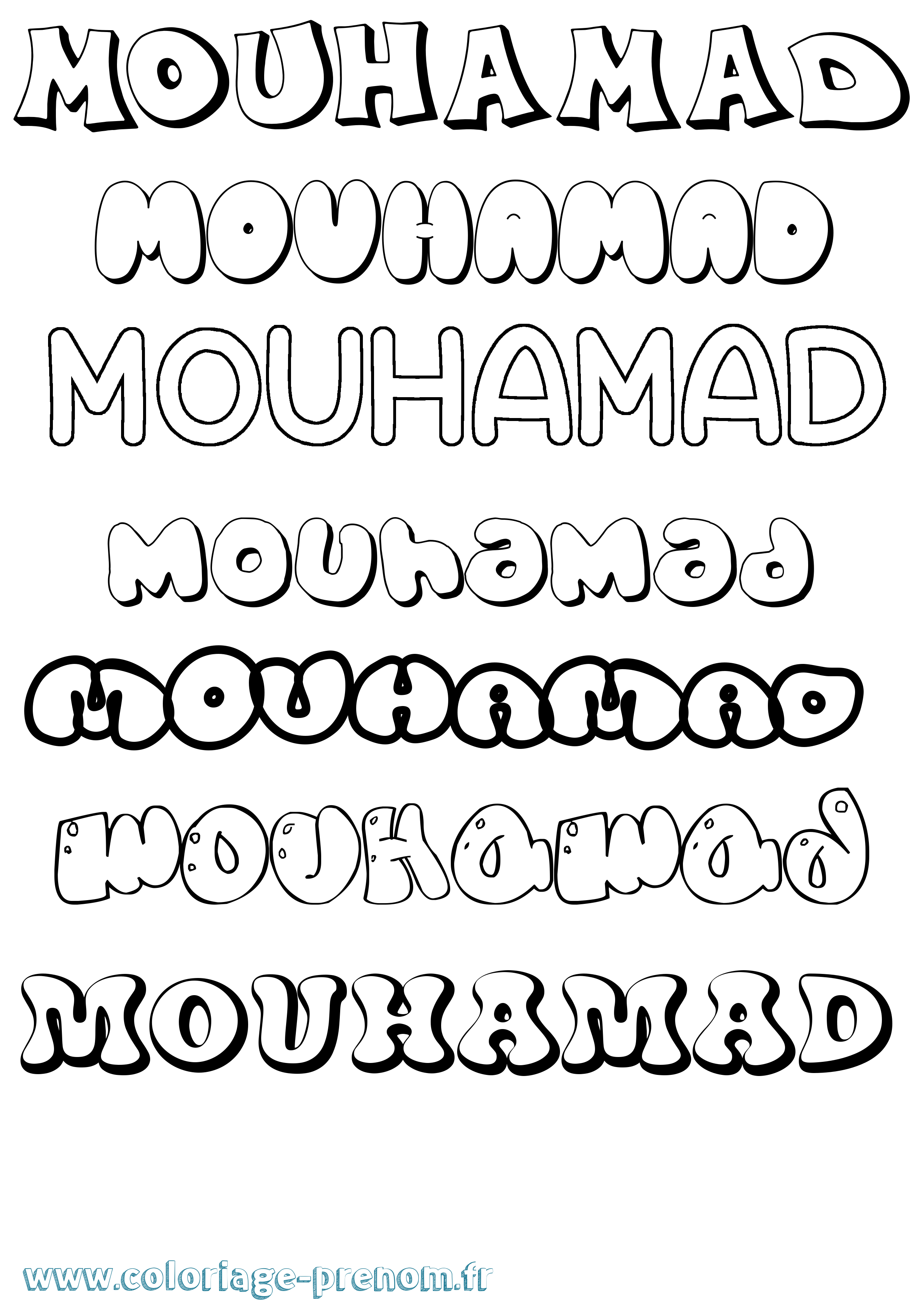 Coloriage prénom Mouhamad Bubble