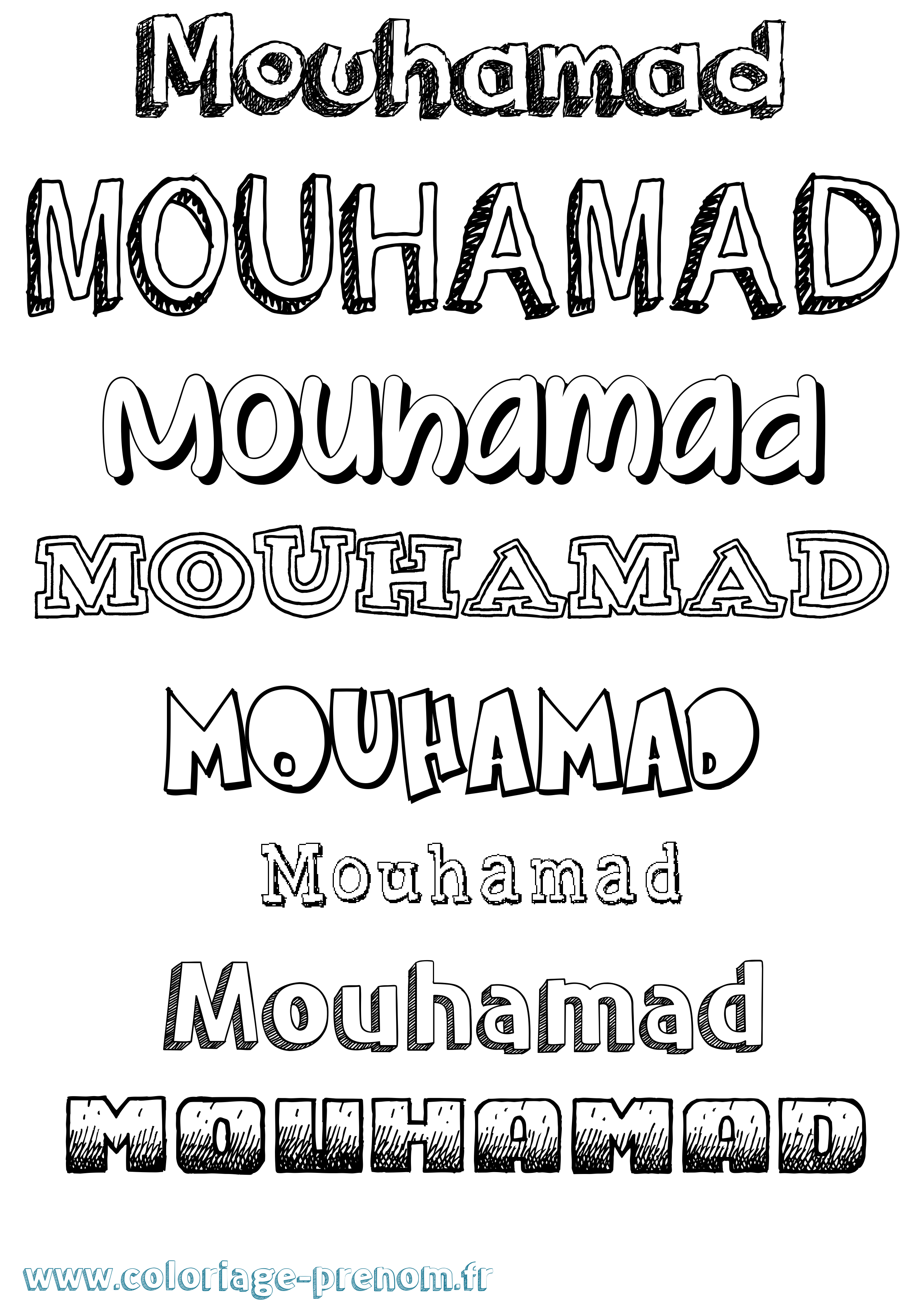 Coloriage prénom Mouhamad Dessiné