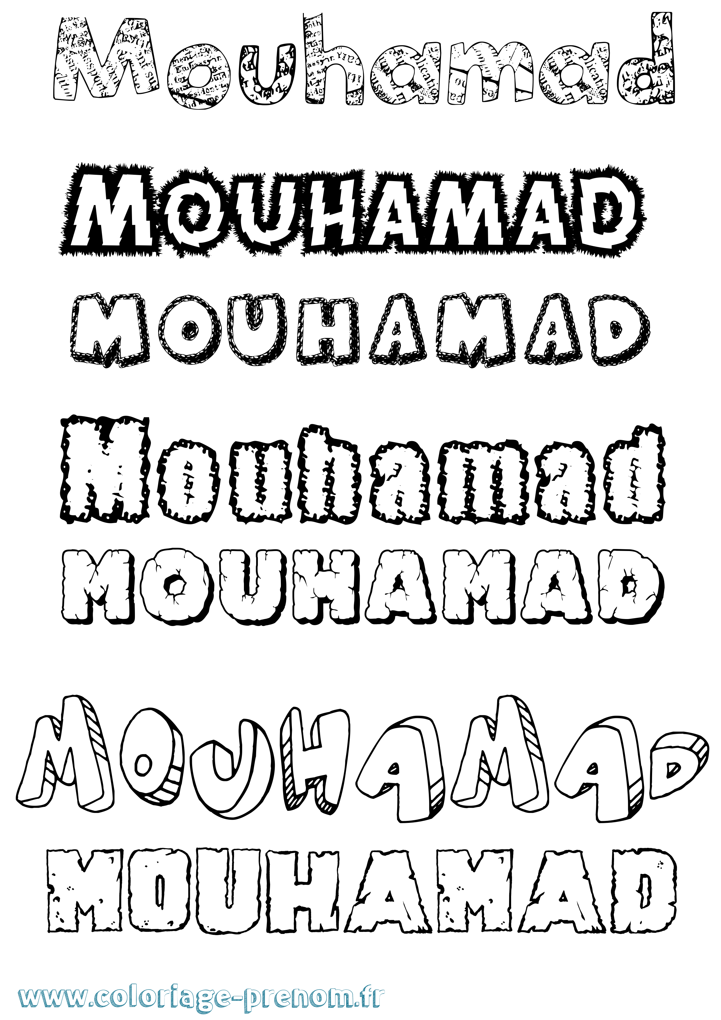 Coloriage prénom Mouhamad Destructuré