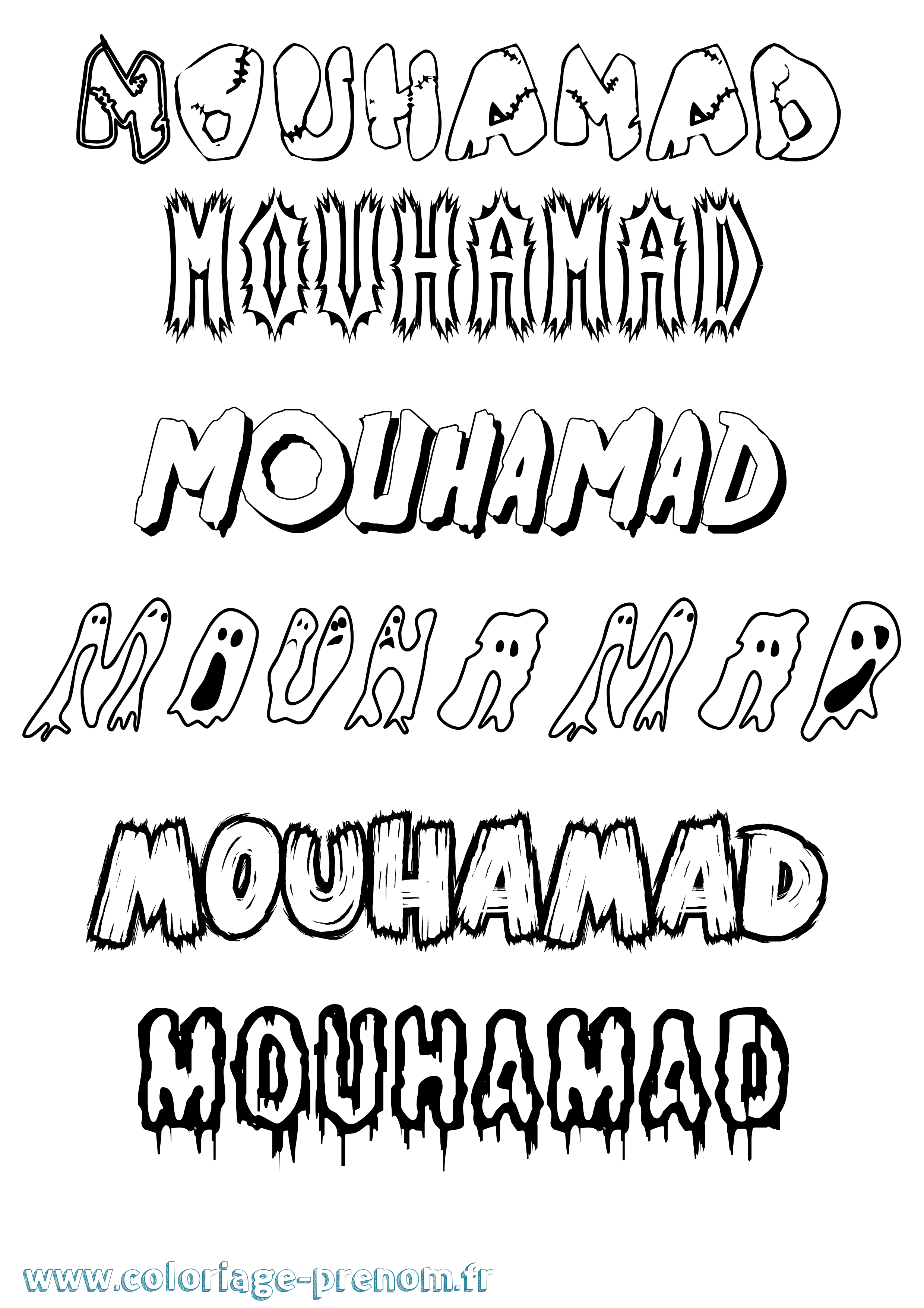 Coloriage prénom Mouhamad Frisson