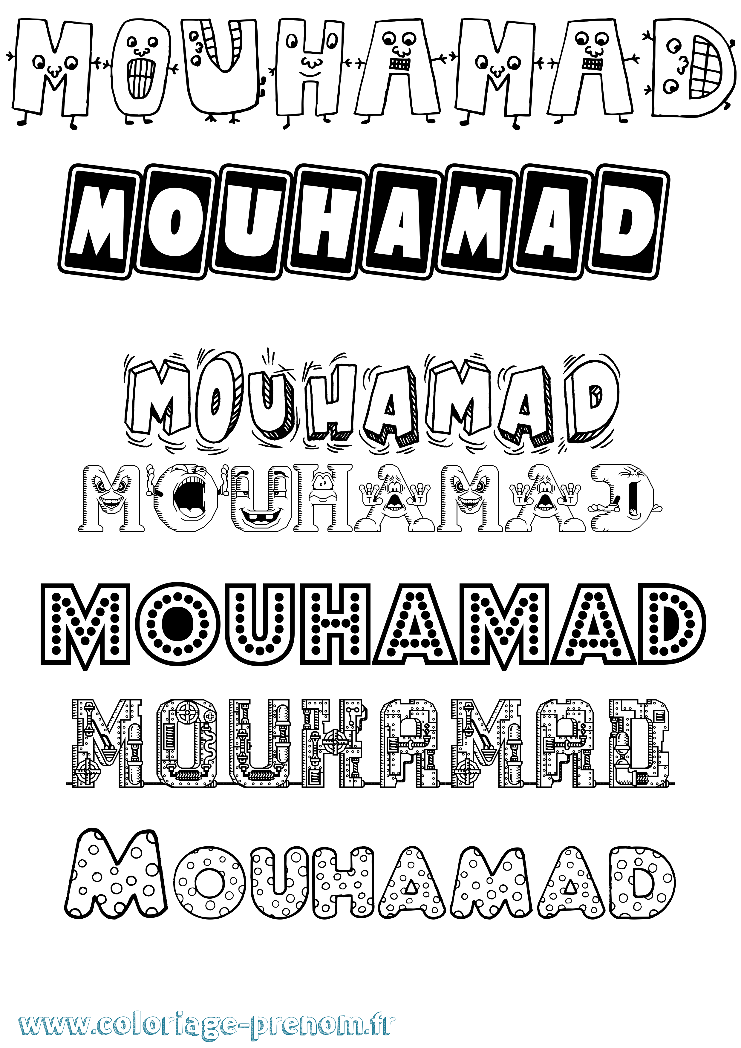 Coloriage prénom Mouhamad Fun