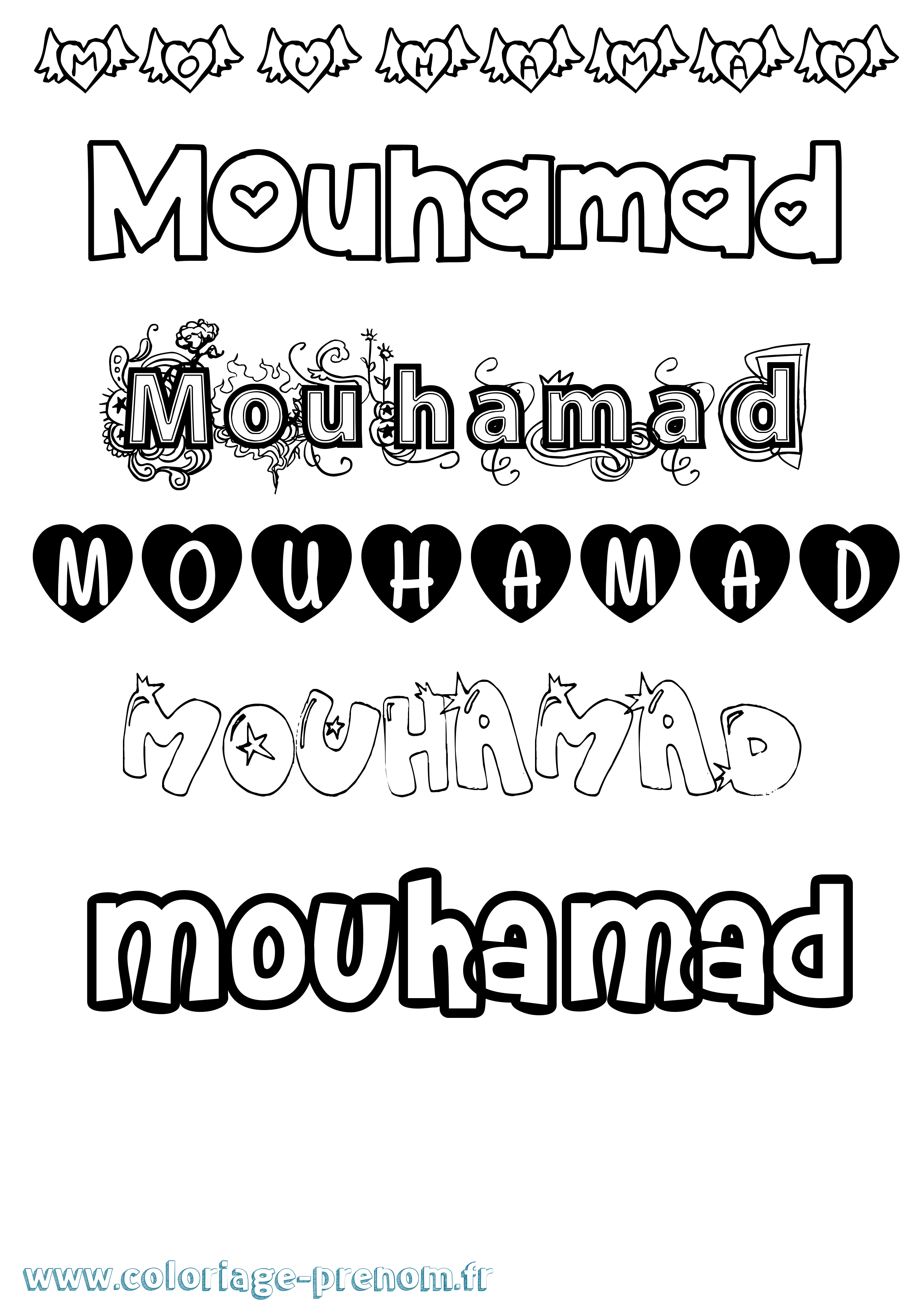 Coloriage prénom Mouhamad Girly