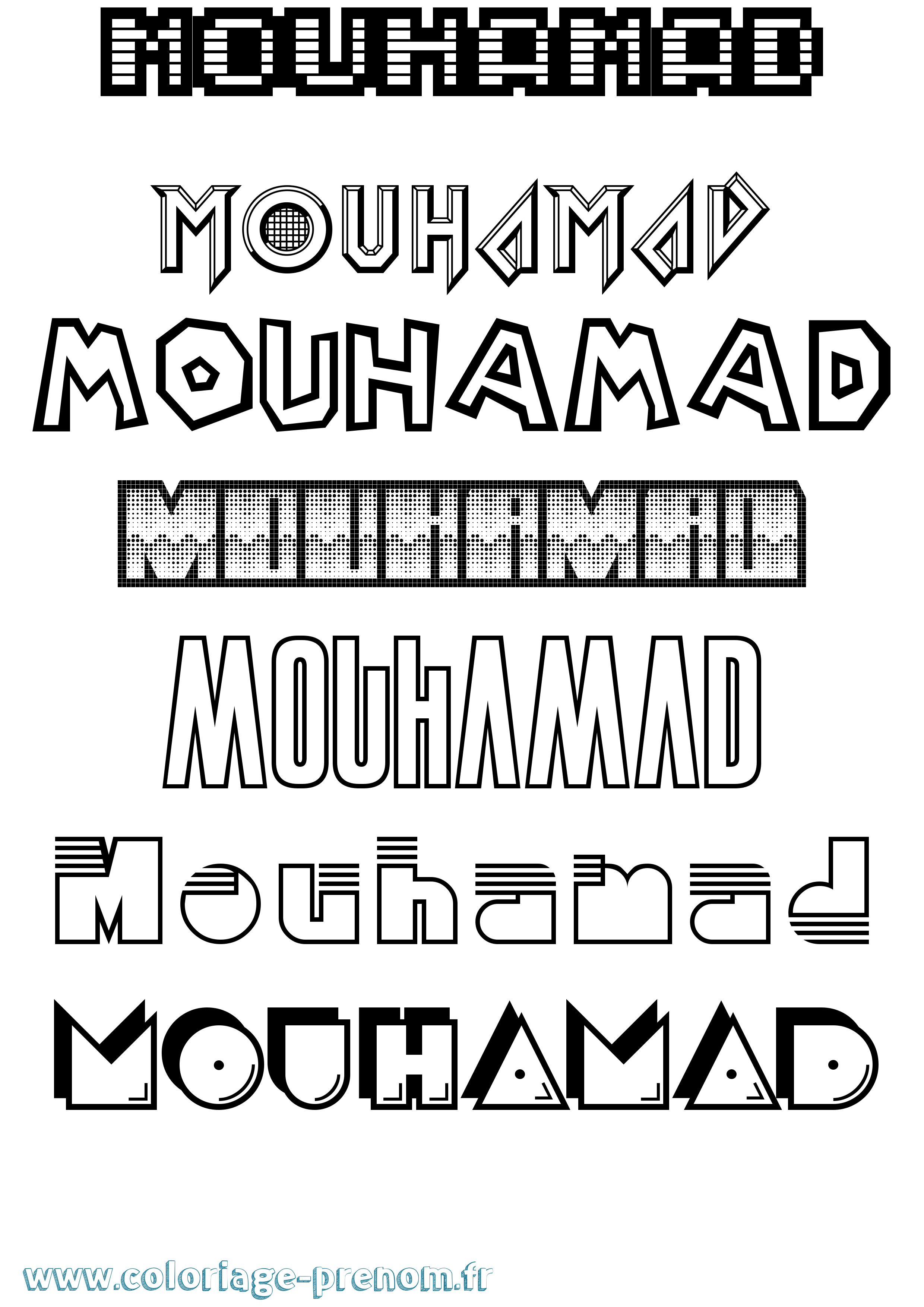 Coloriage prénom Mouhamad Jeux Vidéos