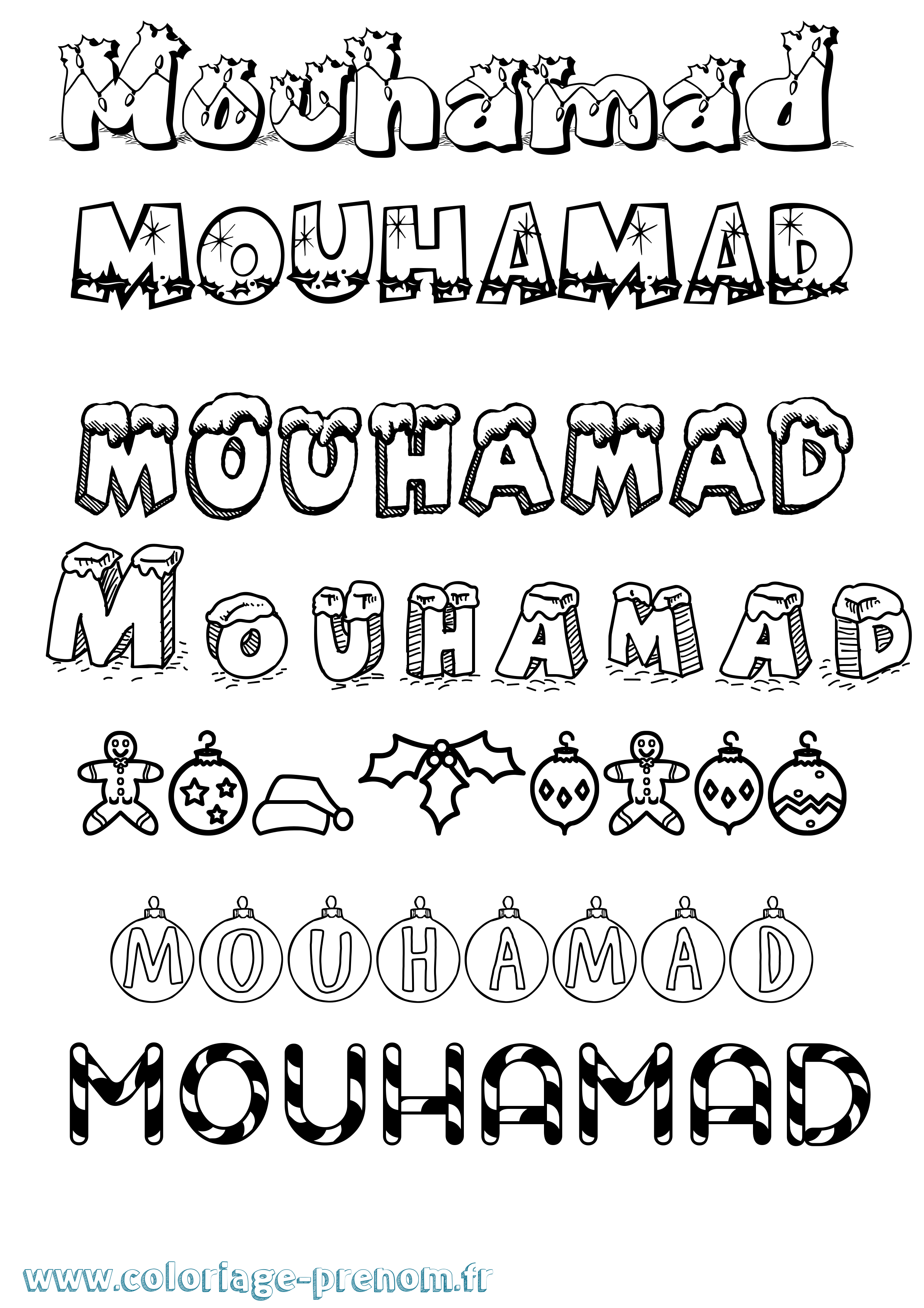 Coloriage prénom Mouhamad Noël