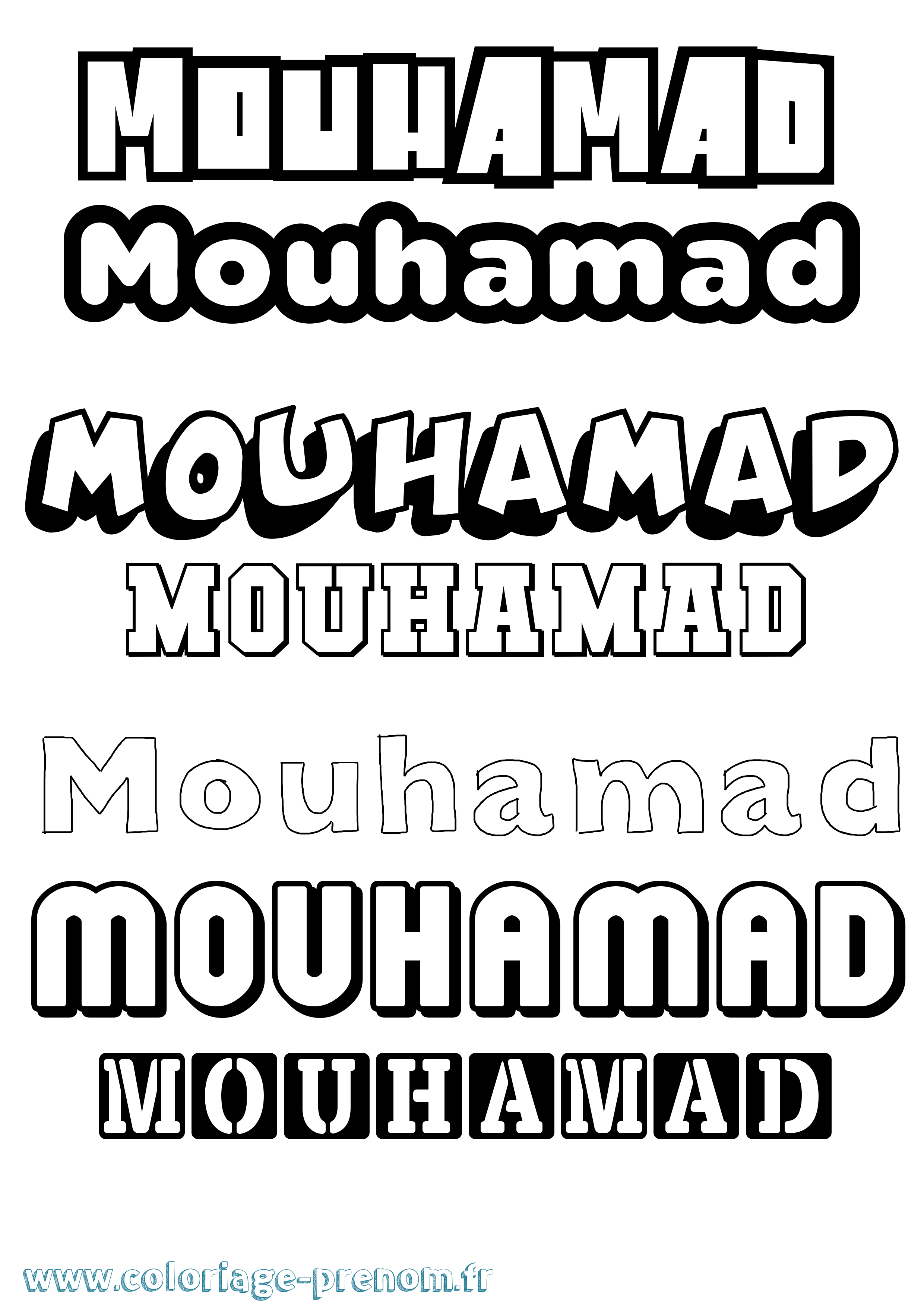 Coloriage prénom Mouhamad Simple