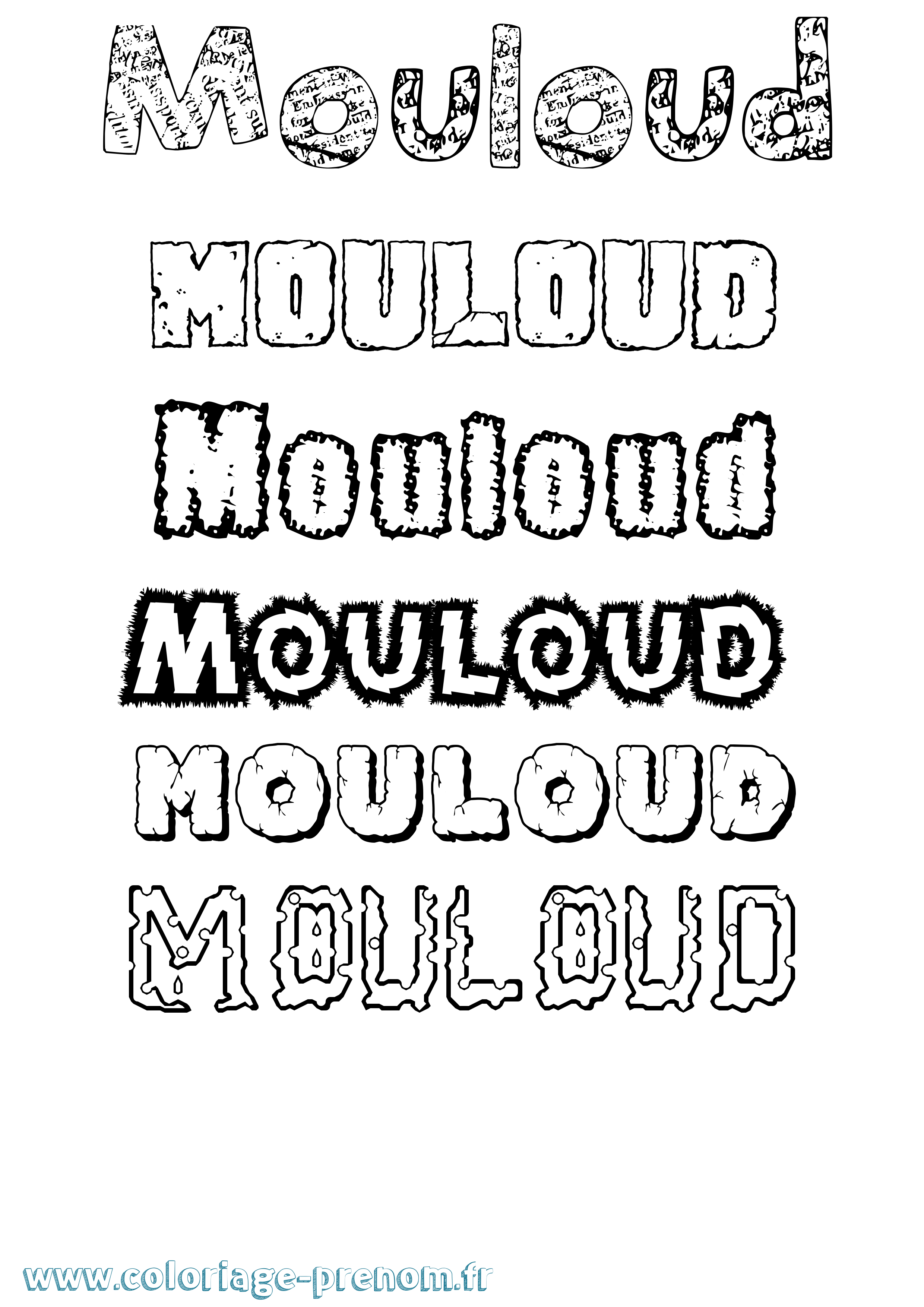 Coloriage prénom Mouloud Destructuré