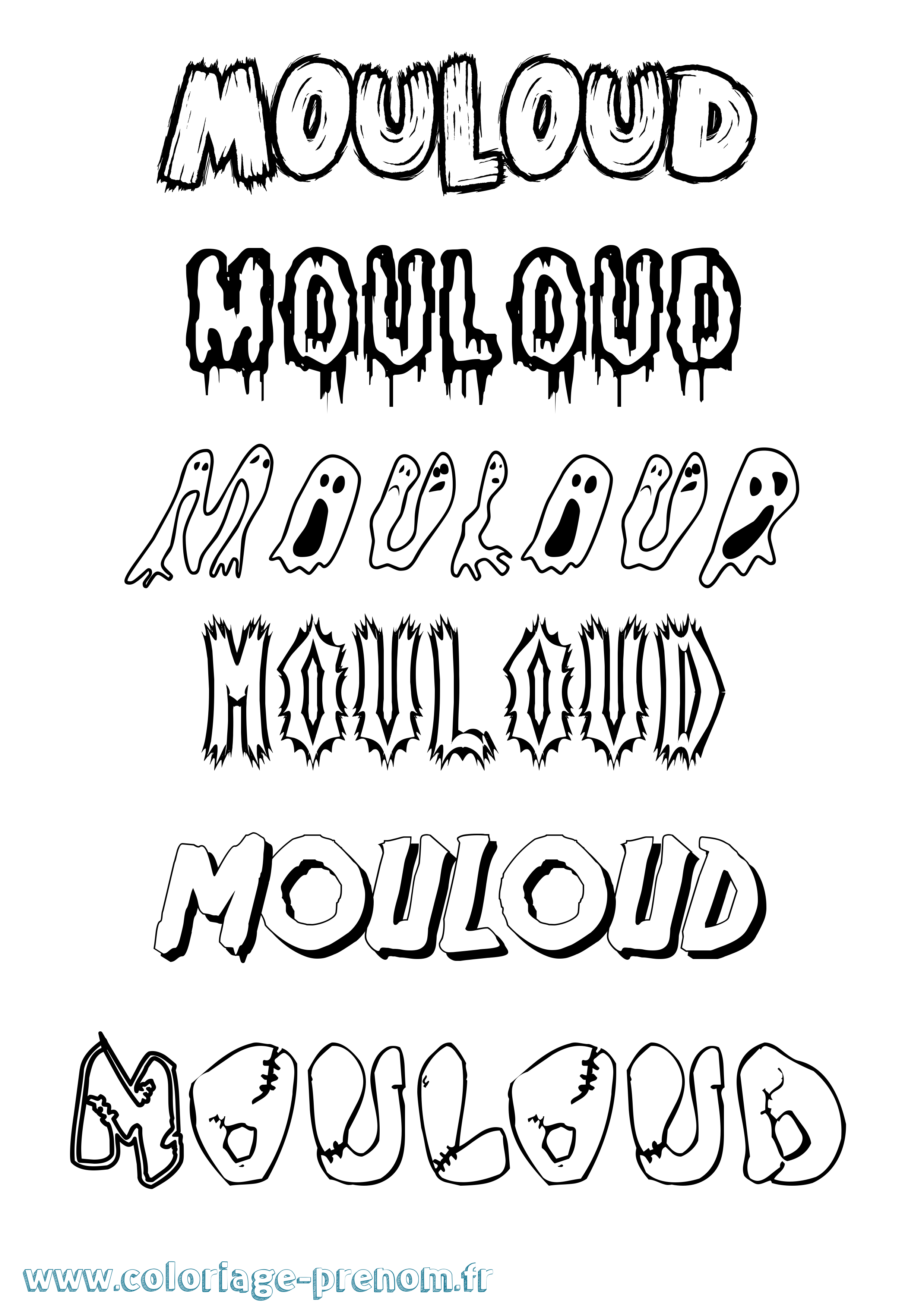 Coloriage prénom Mouloud Frisson