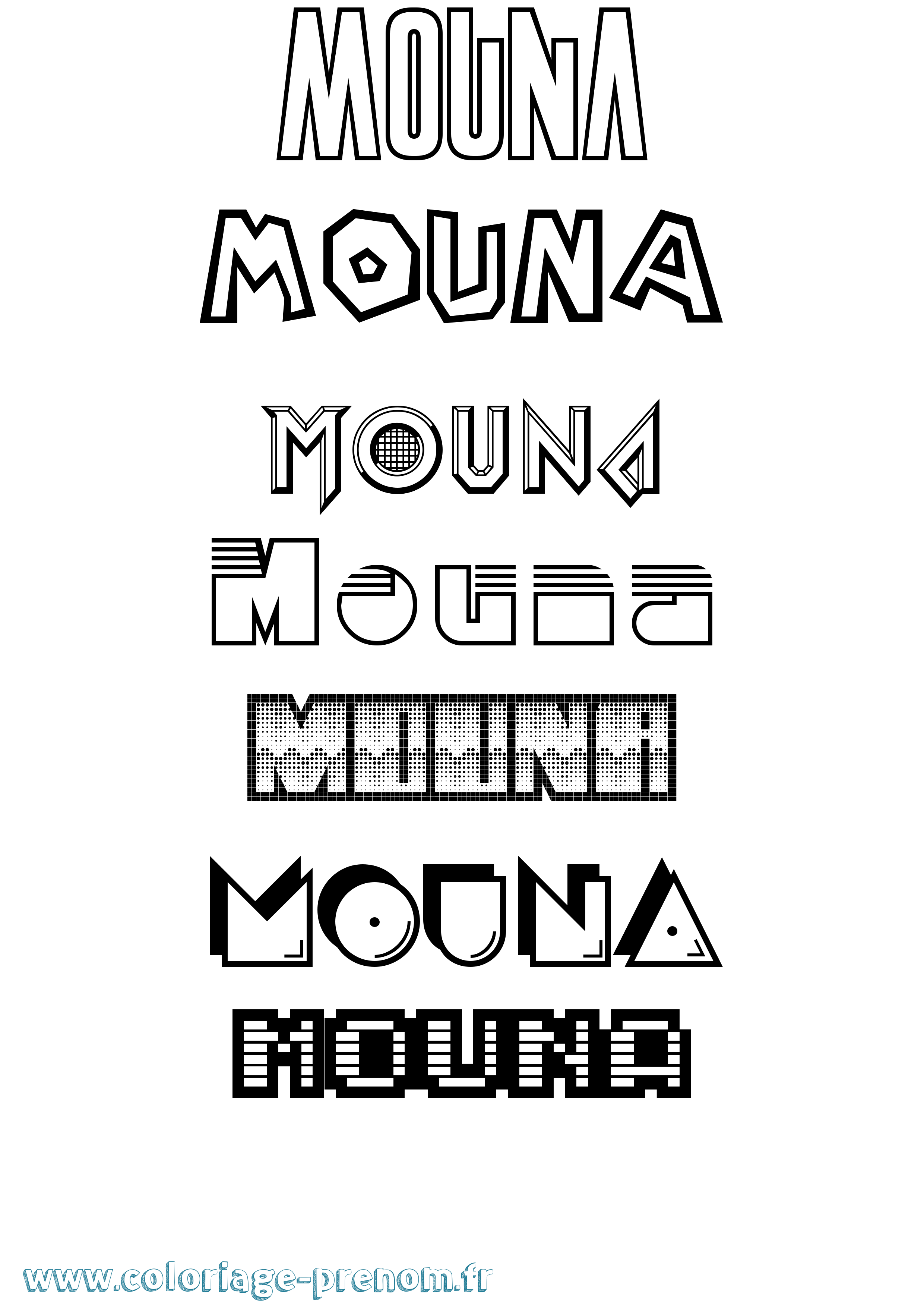 Coloriage prénom Mouna Jeux Vidéos