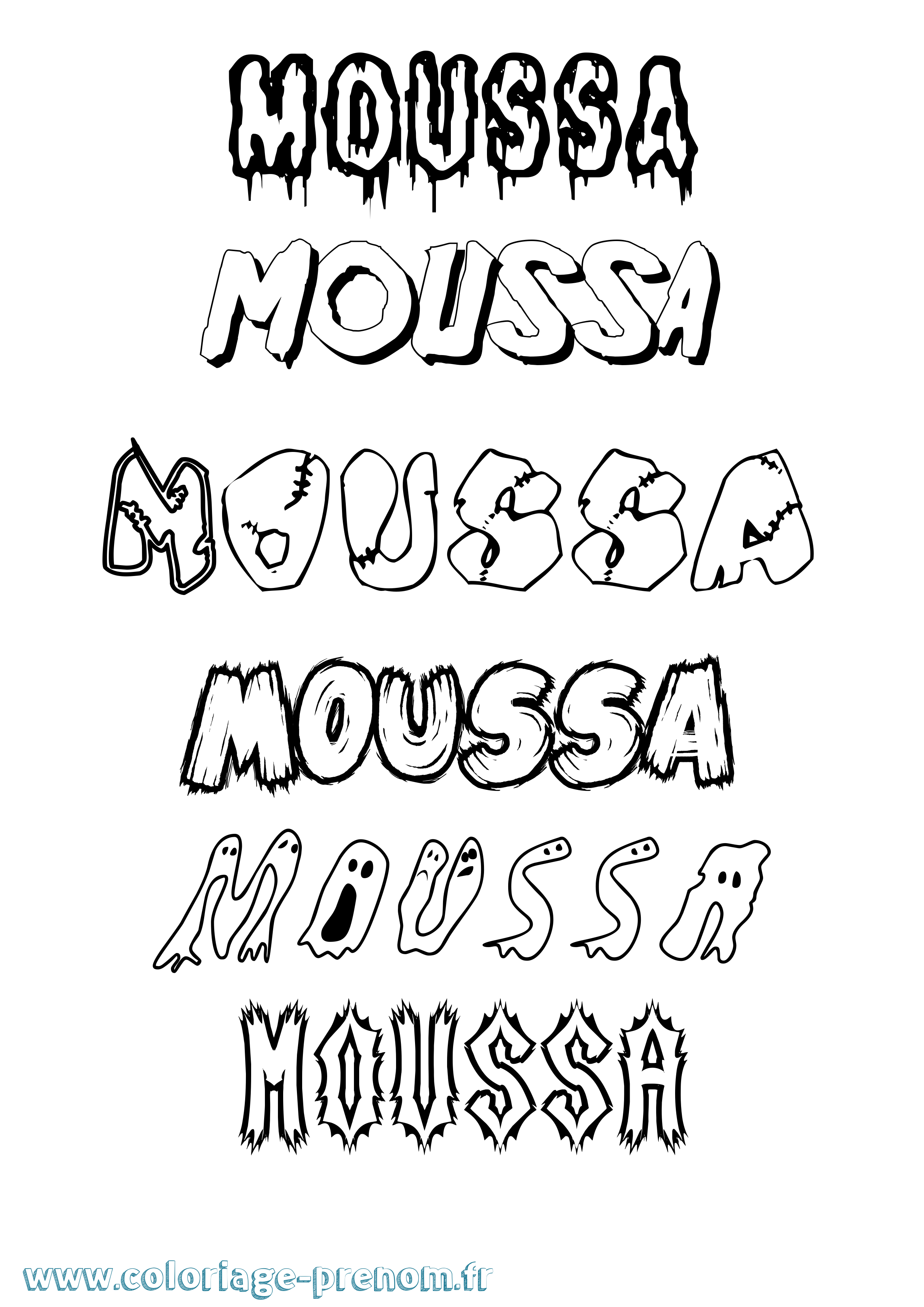 Coloriage prénom Moussa Frisson