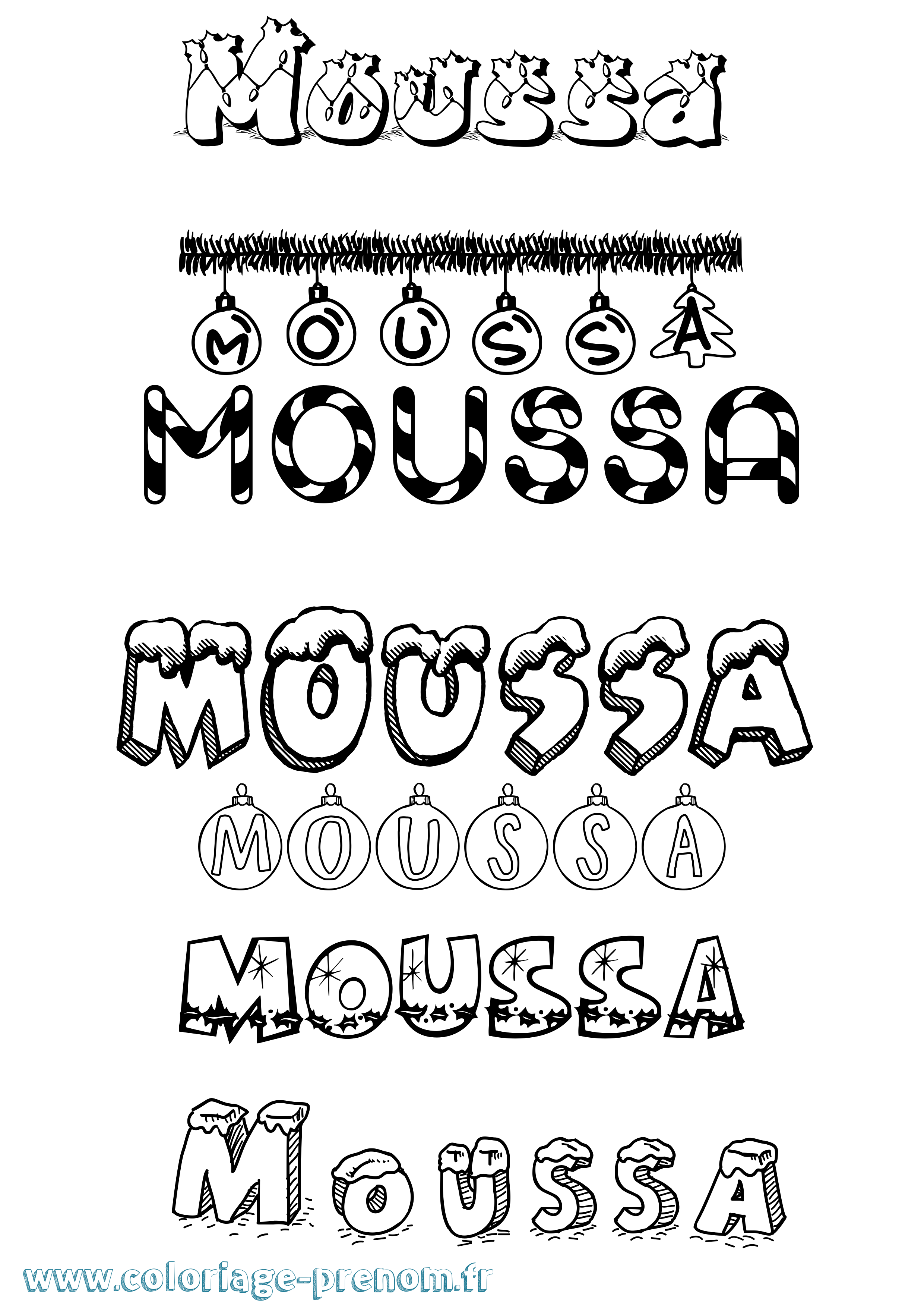 Coloriage prénom Moussa Noël