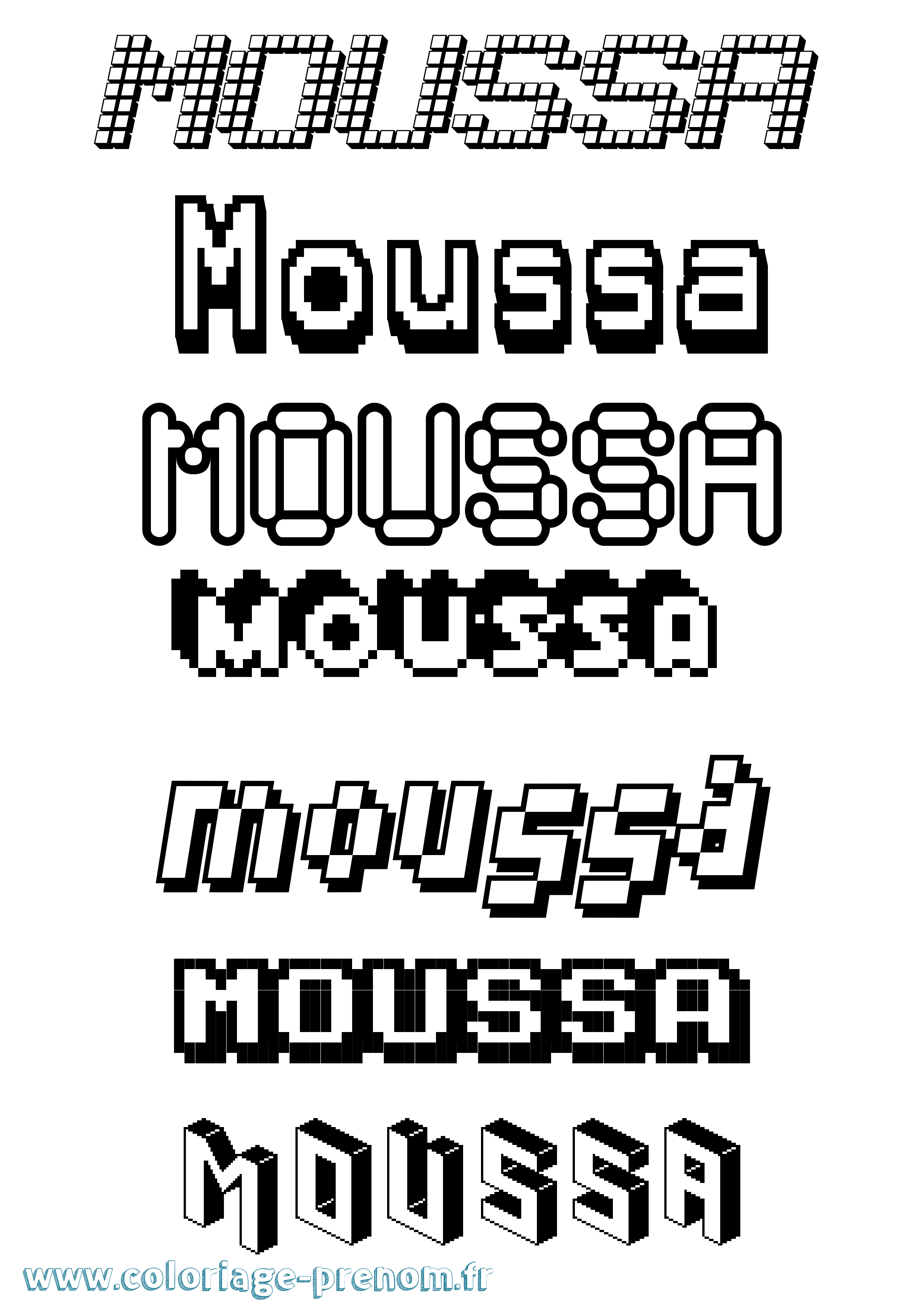 Coloriage prénom Moussa Pixel