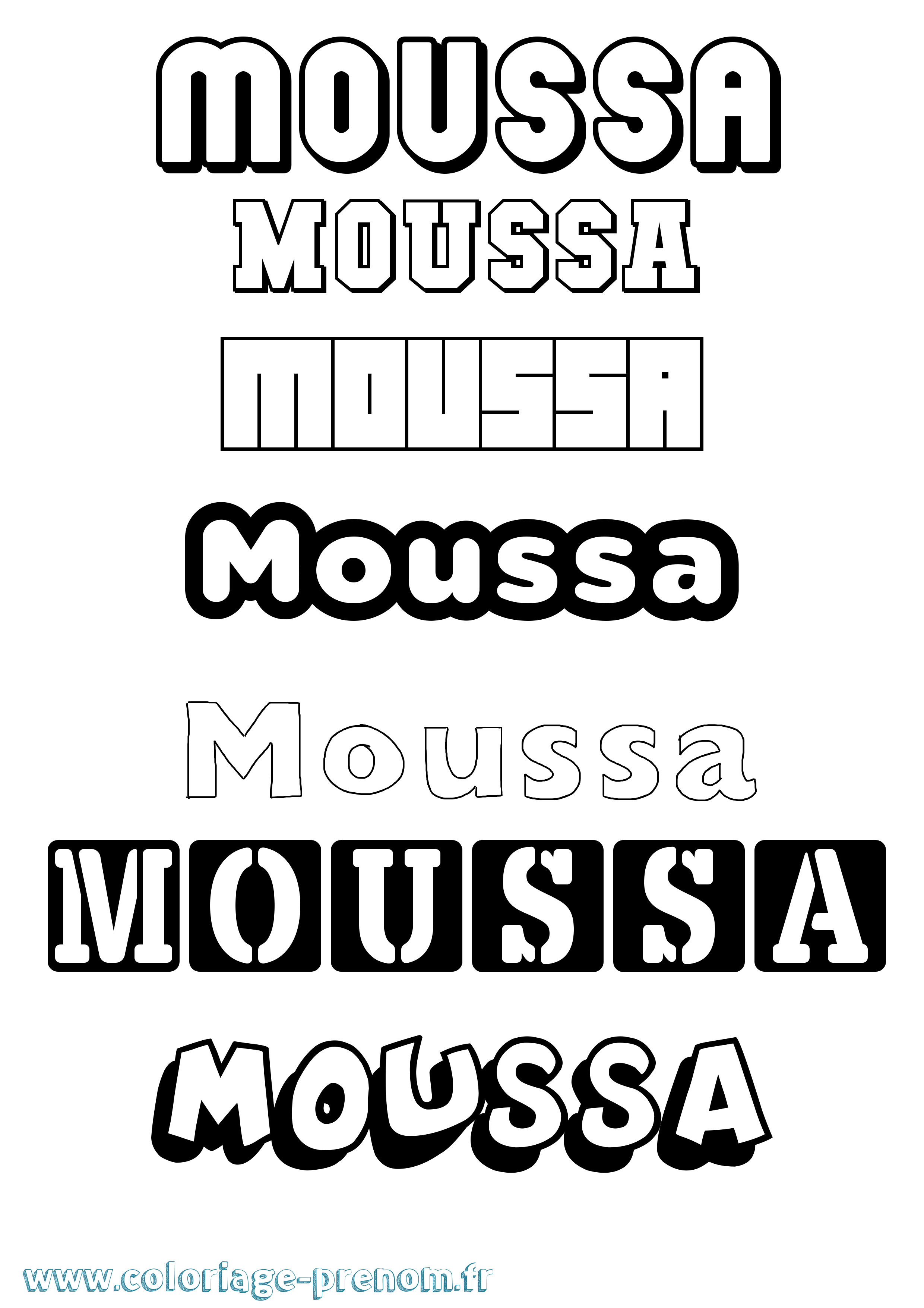 Coloriage prénom Moussa Simple
