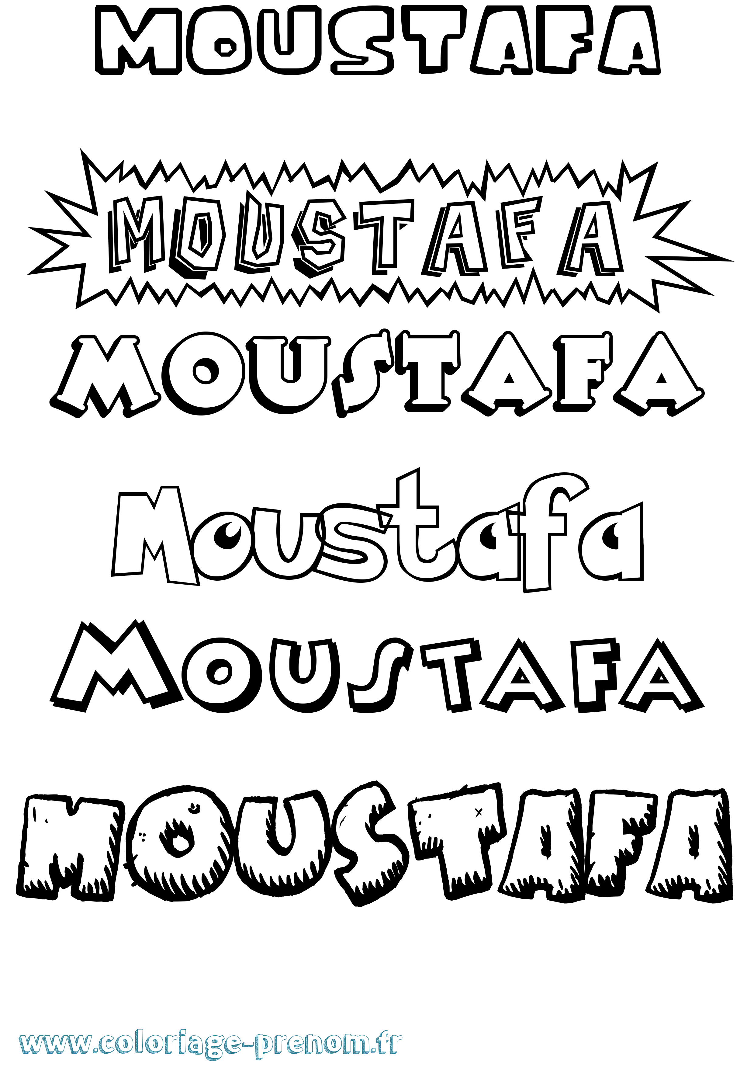 Coloriage prénom Moustafa Dessin Animé